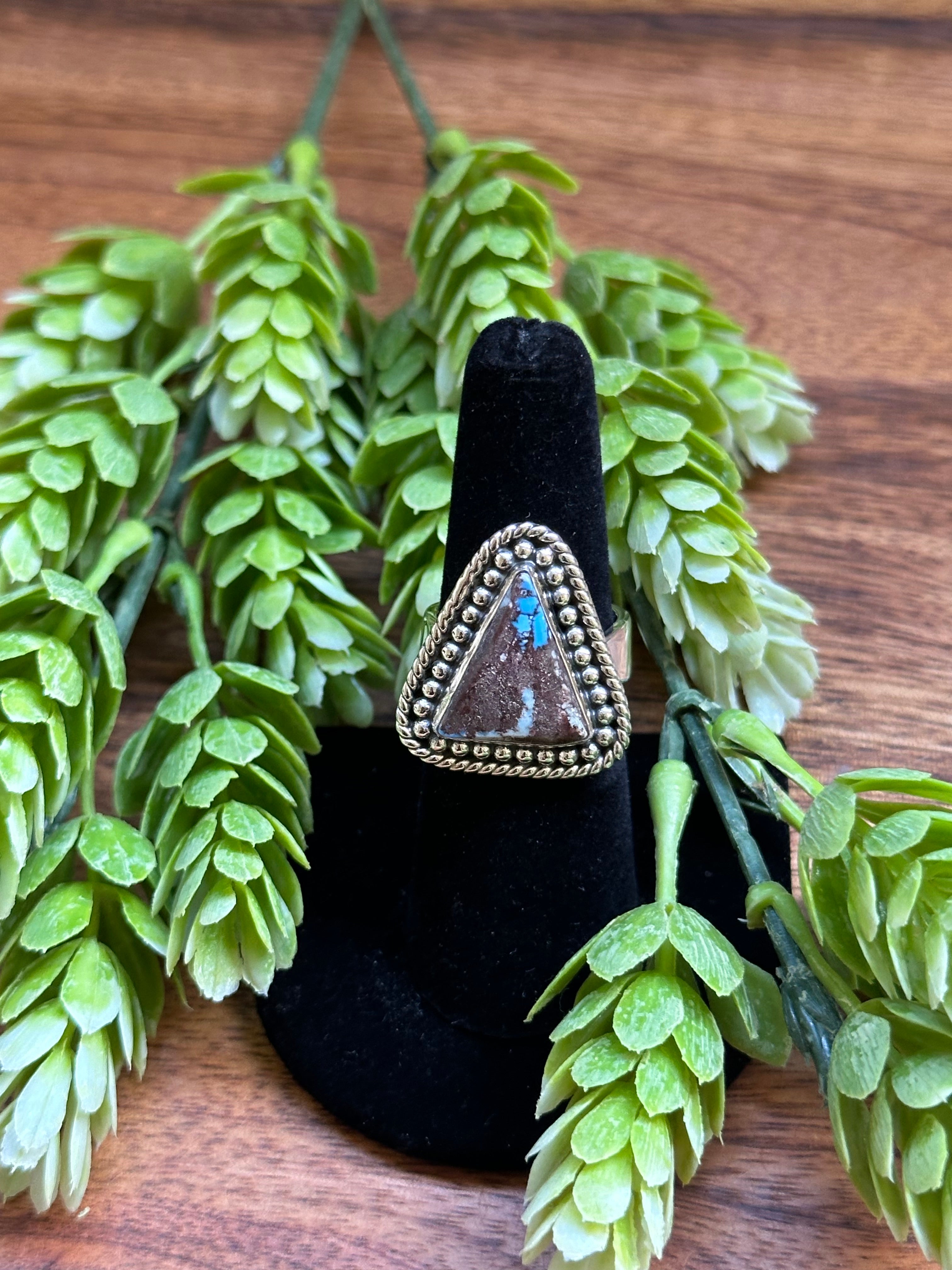 Southwest Handmade Golden Hills Turquoise & Sterling Silver Adjustable Ring