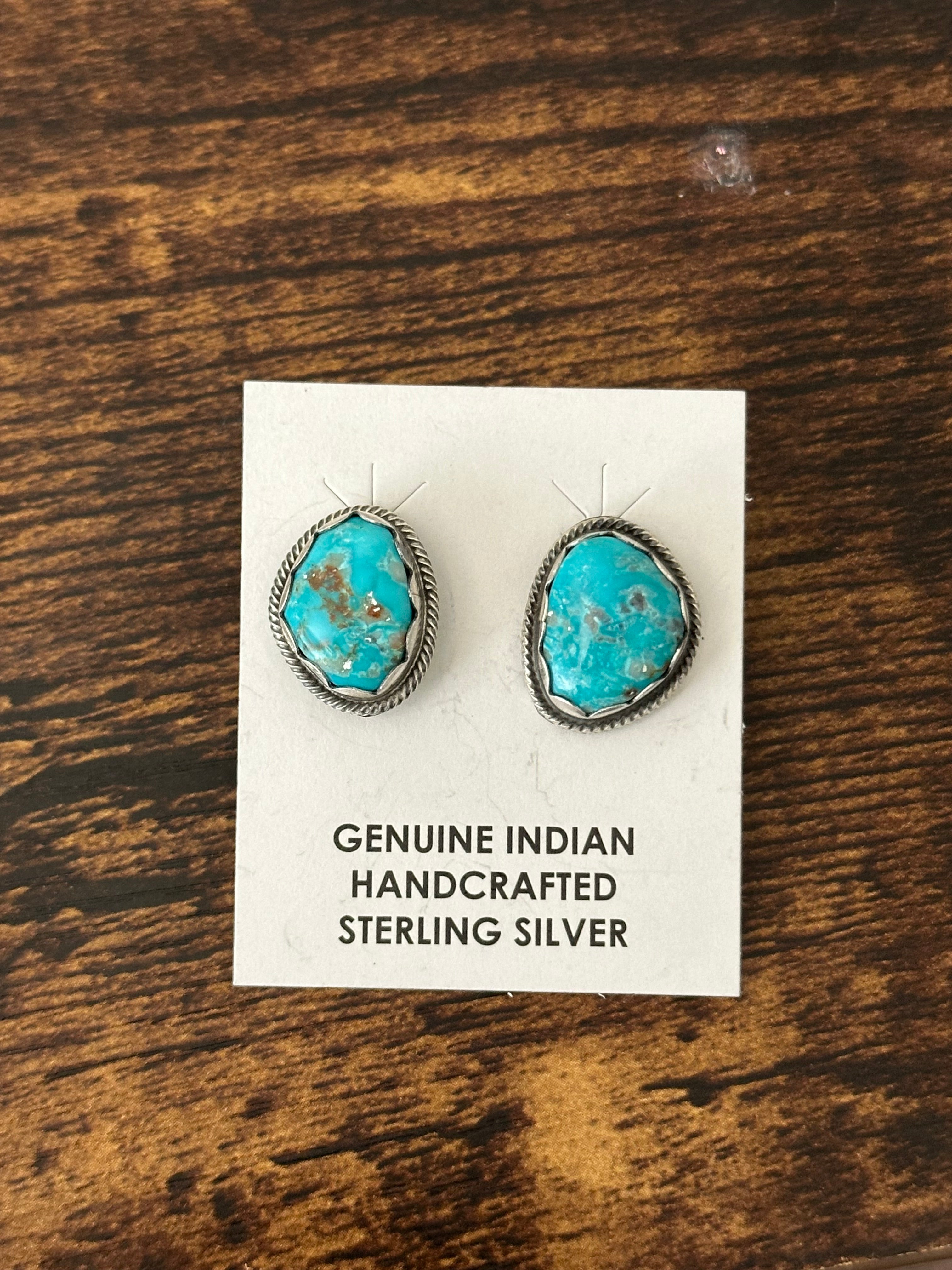 Tim Yazzie Royston Turquoise & Sterling Silver Post Earrings