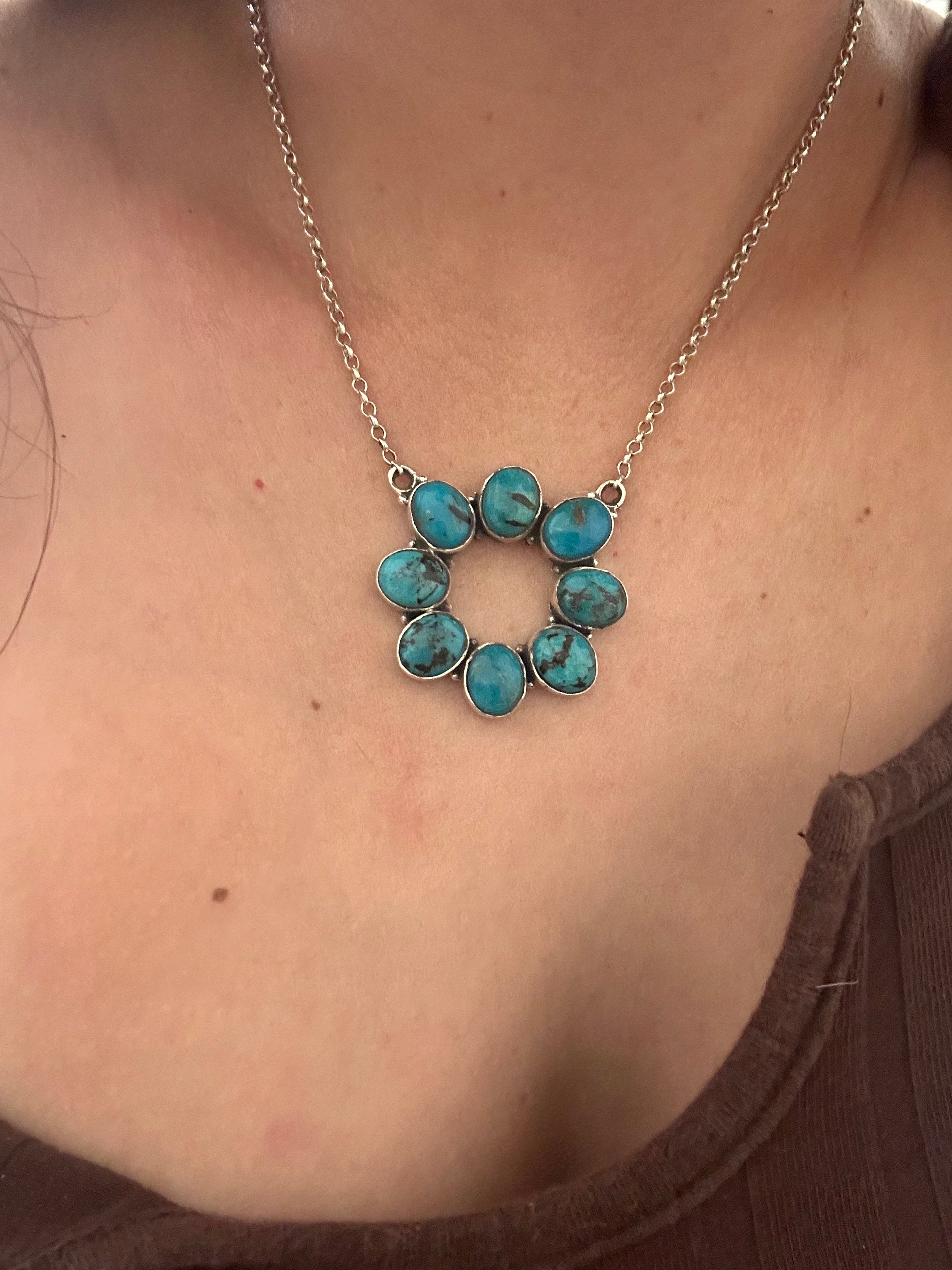 Southwest Made Kingman Turquoise & Sterling Silver Necklace