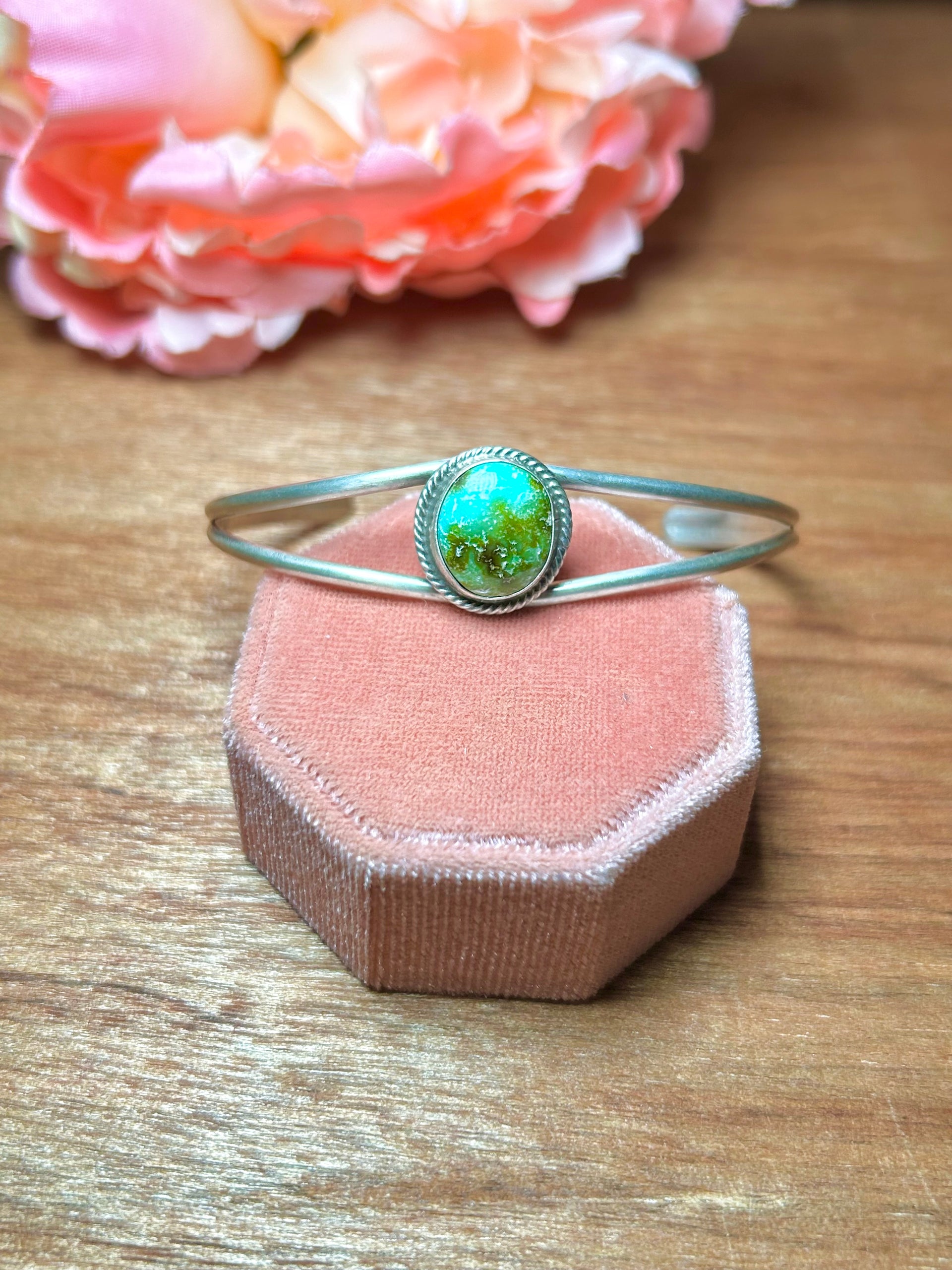 Navajo Made Sonoran Mountain Turquoise & Sterling Silver Cuff Bracelet