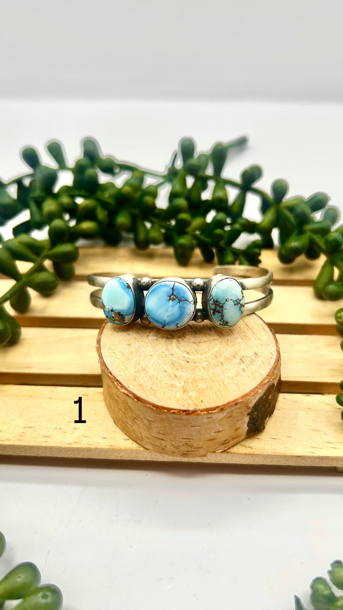 Navajo Made Golden Hill Turquoise & Sterling Silver Cuff Bracelet