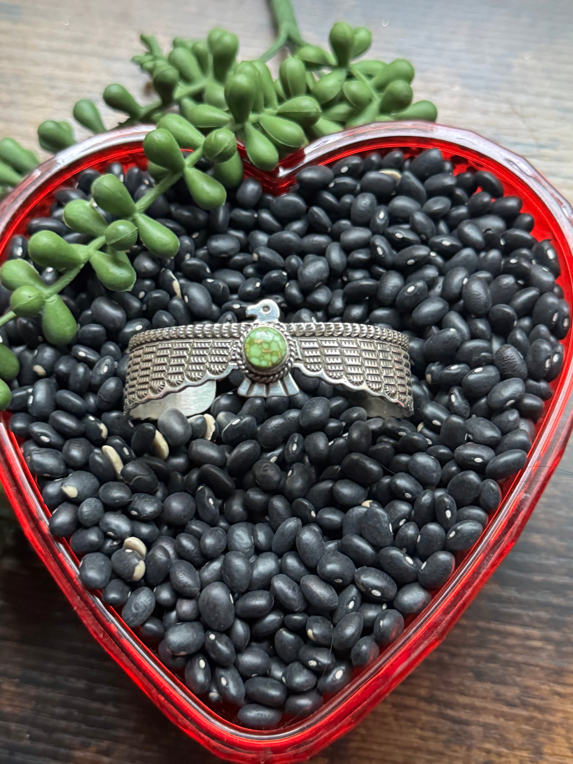 Darell Cadman Sonoran Gold Turquoise & Sterling Silver Thunderbird Cuff Bracelet