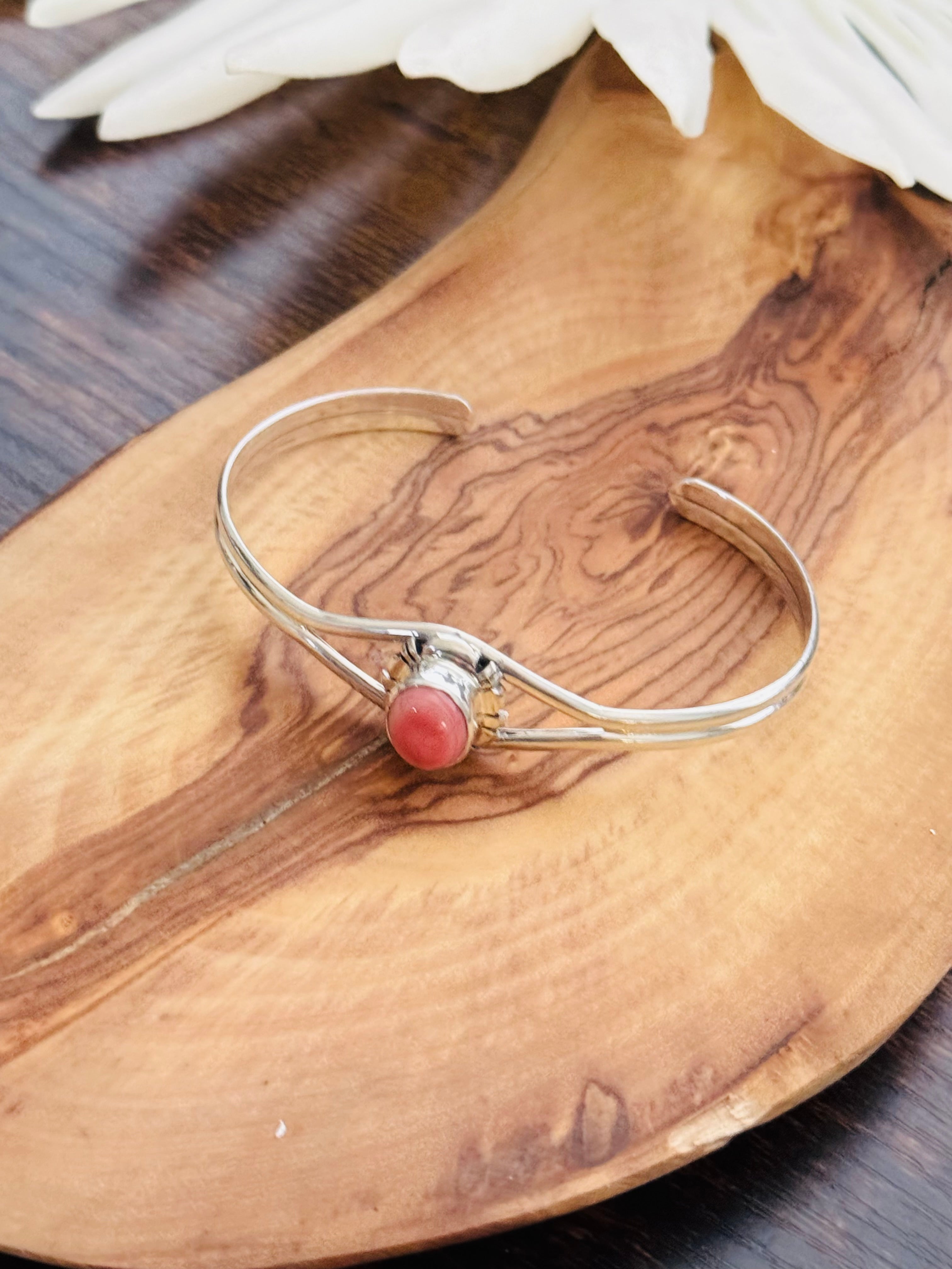 Jeff Frank Pink Conch & Sterling Silver Cuff Bracelet