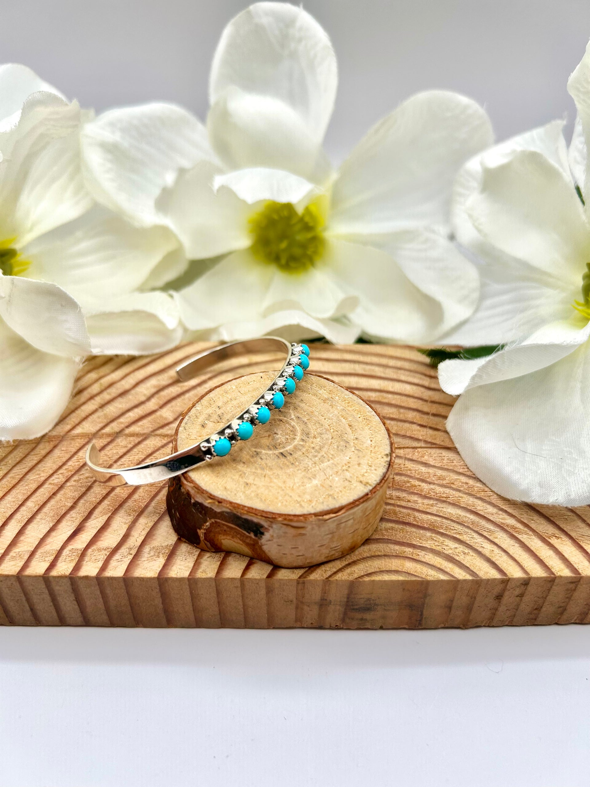 Navajo Made Kingman Turquoise & Sterling Silver Cuff Bracelet
