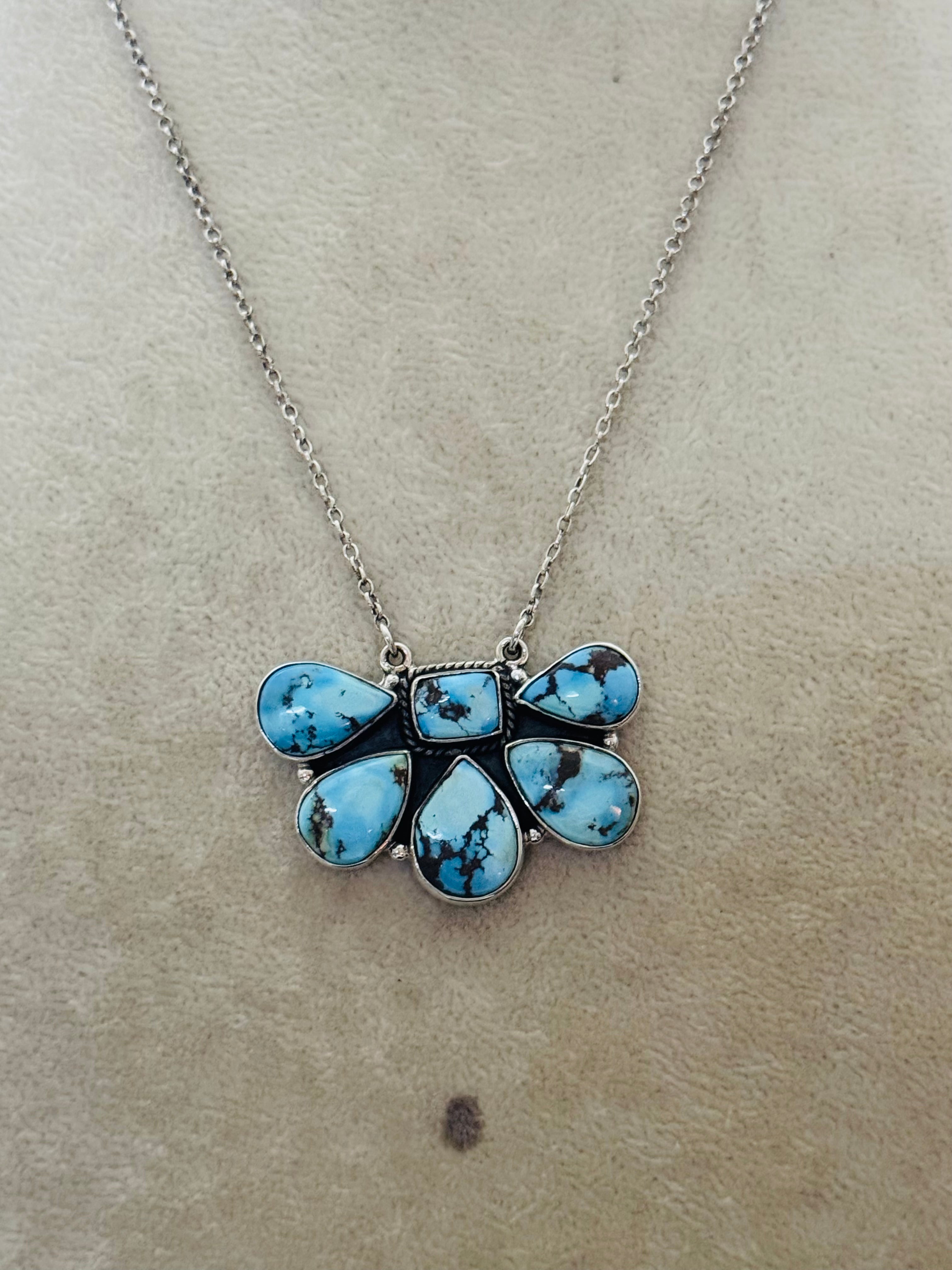 Southwest Handmade Golden Hills Turquoise & Sterling Silver Necklace