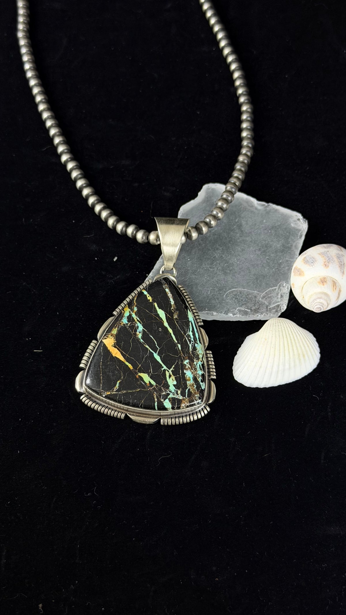 Rick Tolino Black Jack Turquoise & Sterling Silver Pendant