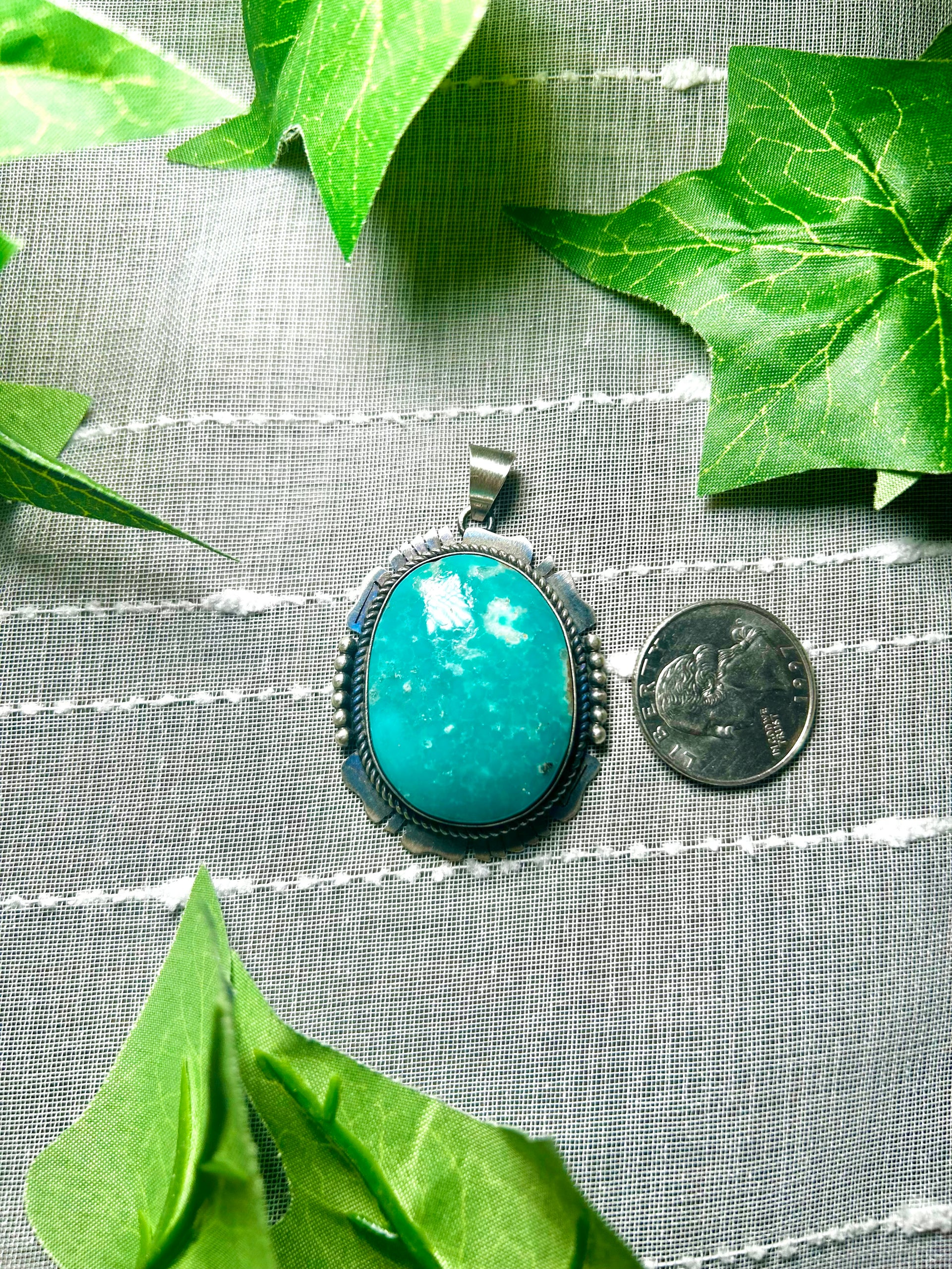 Eli Skeets Kingman Turquoise & Sterling Silver Pendant