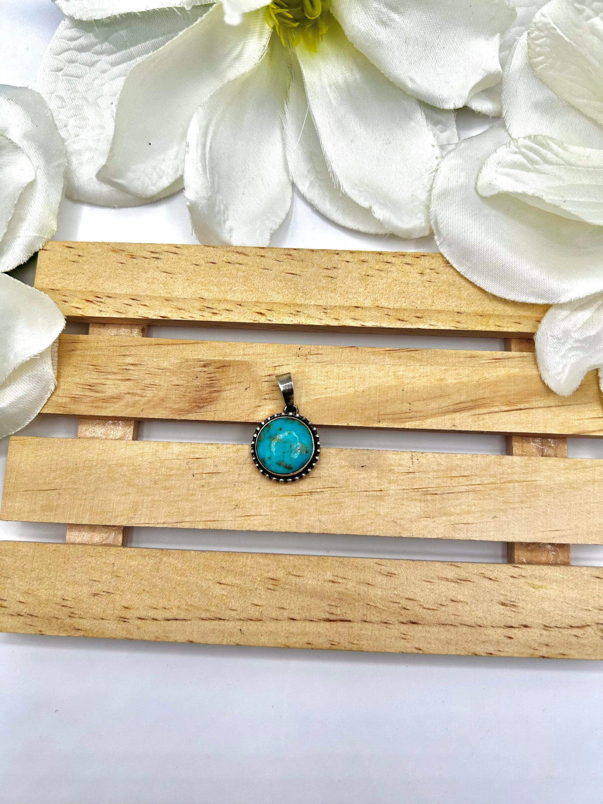 Navajo Made Kingman Turquoise & Sterling Silver Pendant