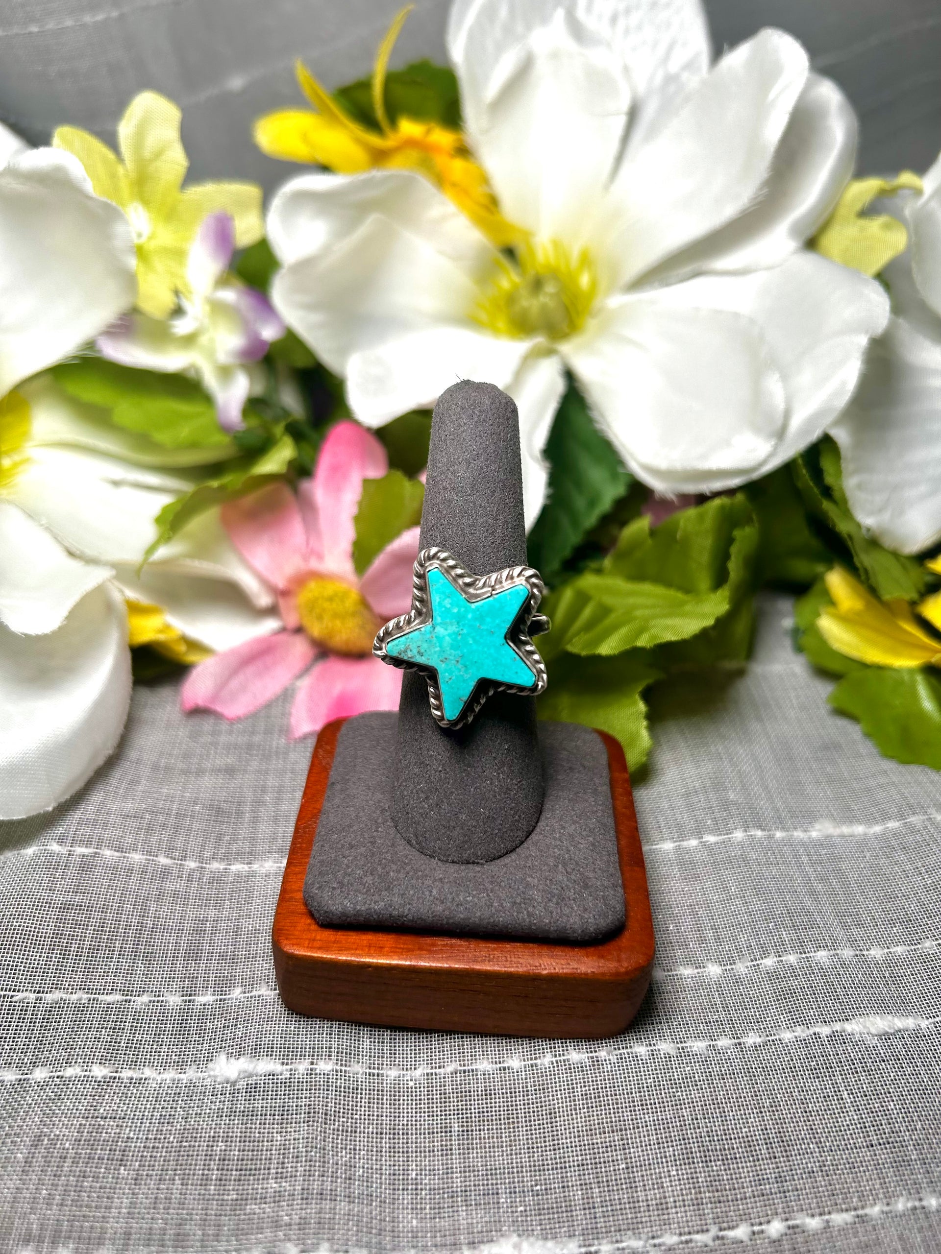 Larson Chee Kingman Turquoise & Sterling Silver Adjustable Ring