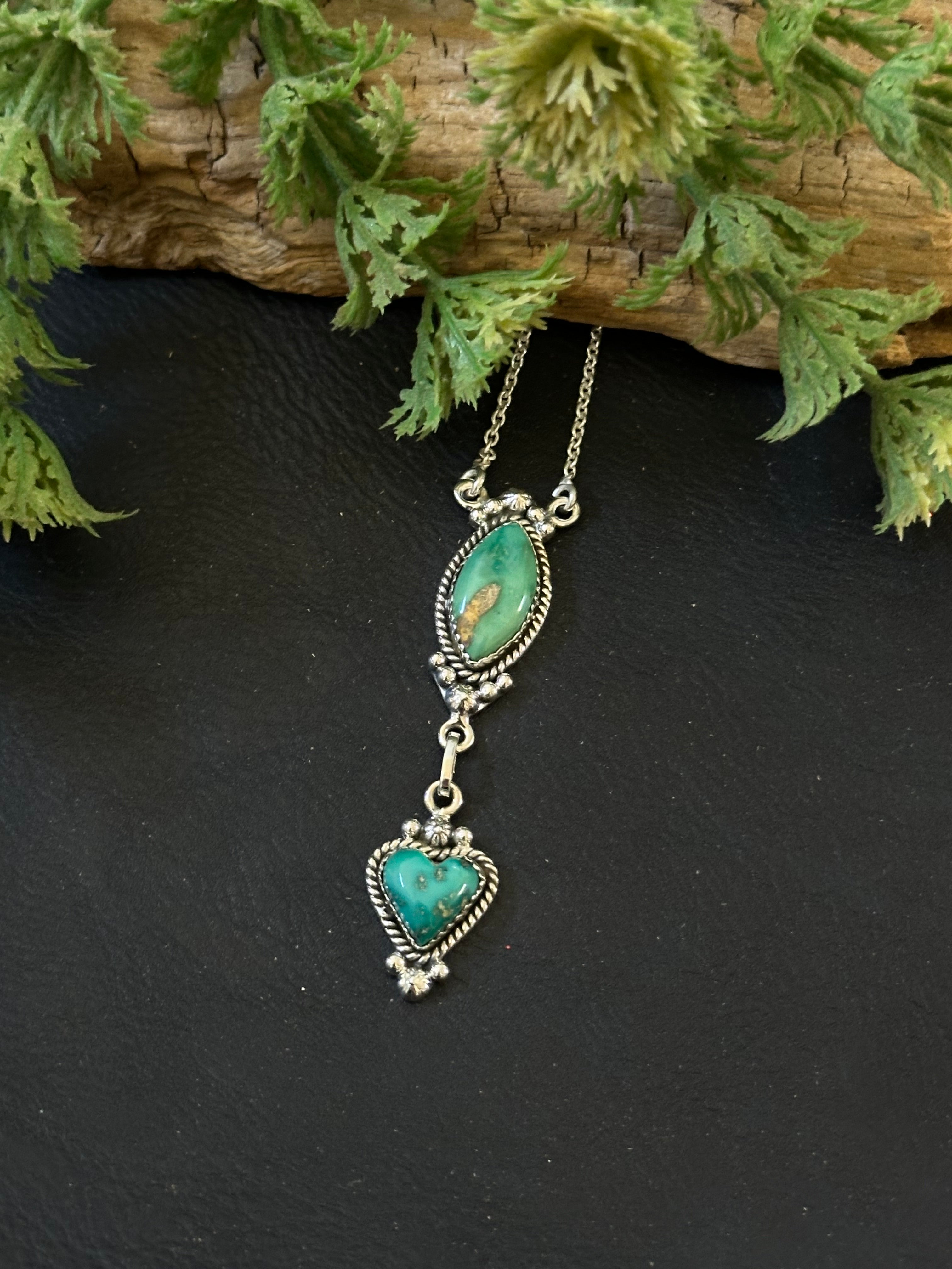 Southwest Handmade Emerald Valley Turquoise & Sterling Silver Necklace