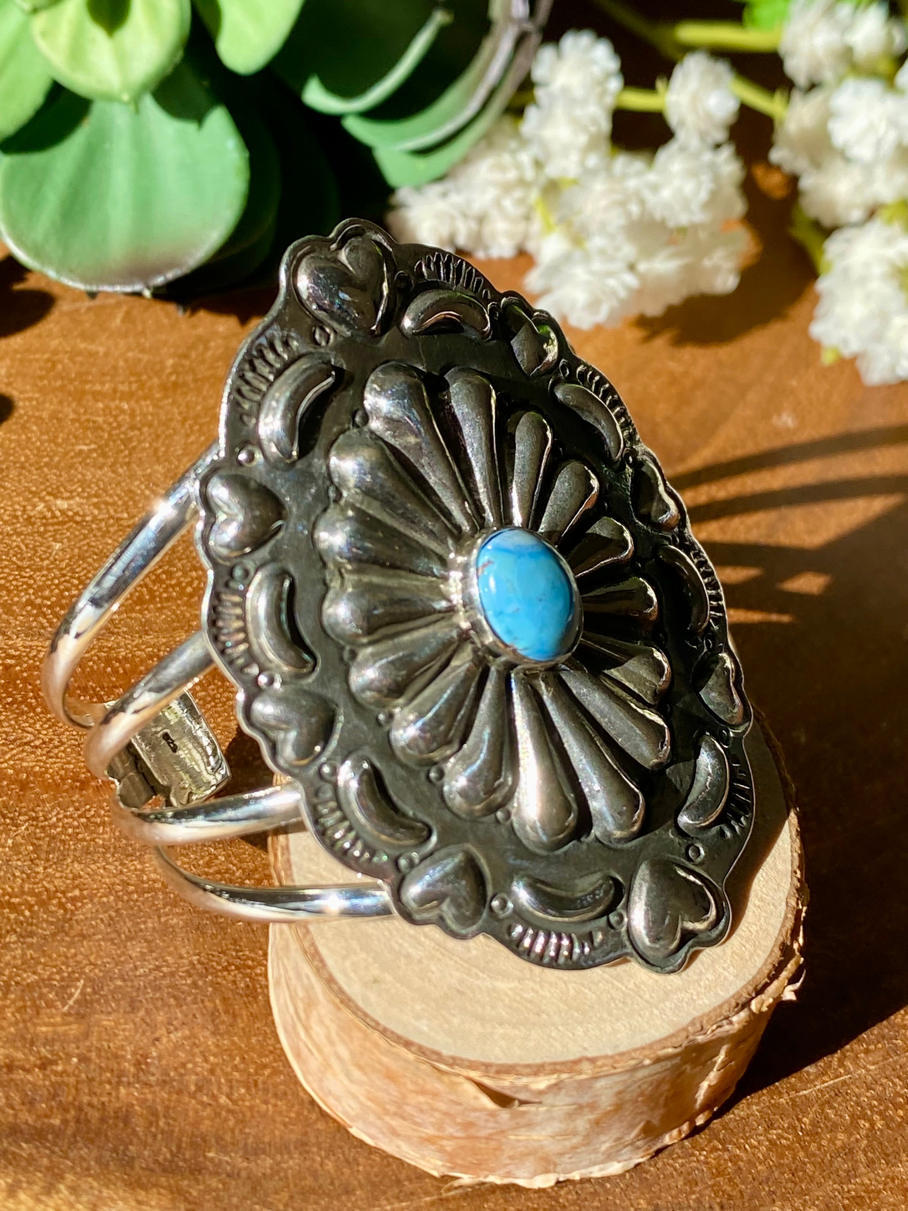 Southwest Handmade Golden Hills Turquoise & Sterling Silver Cuff Bracelet