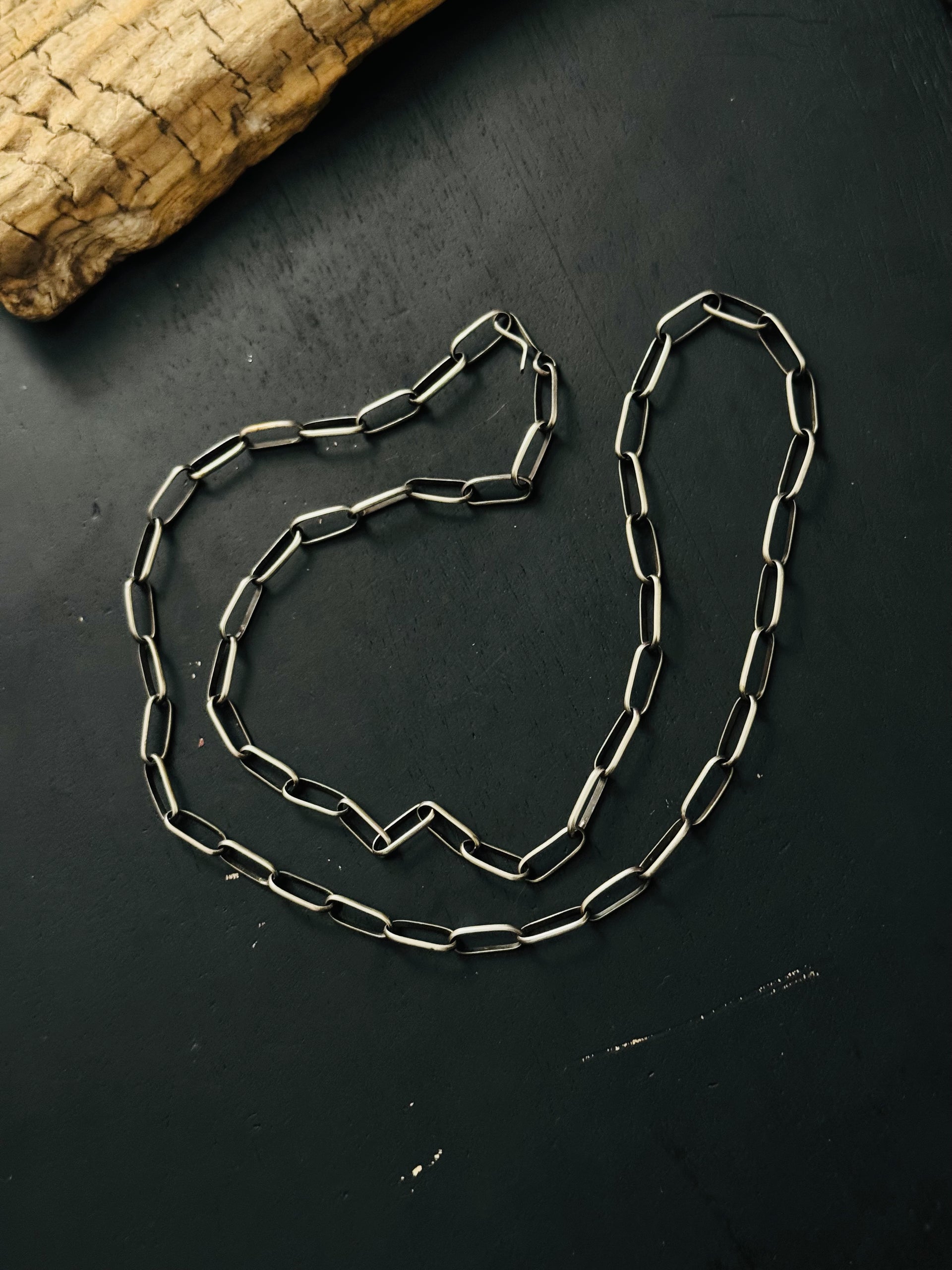 Navajo Made Sterling Silver Paperclip Chain Necklace