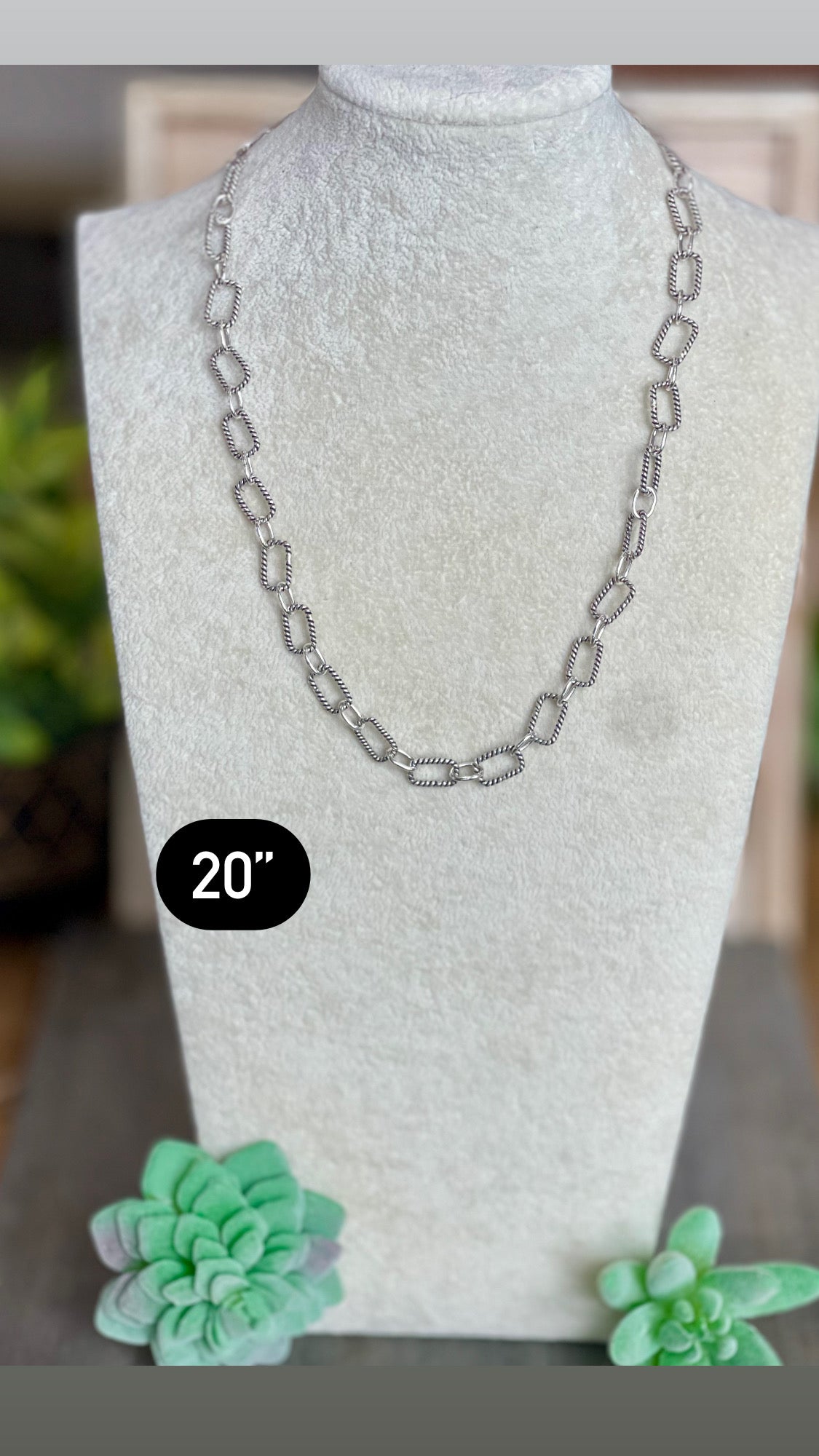 Southwest Handmade Sterling Silver 20 Inch Chain Necklace