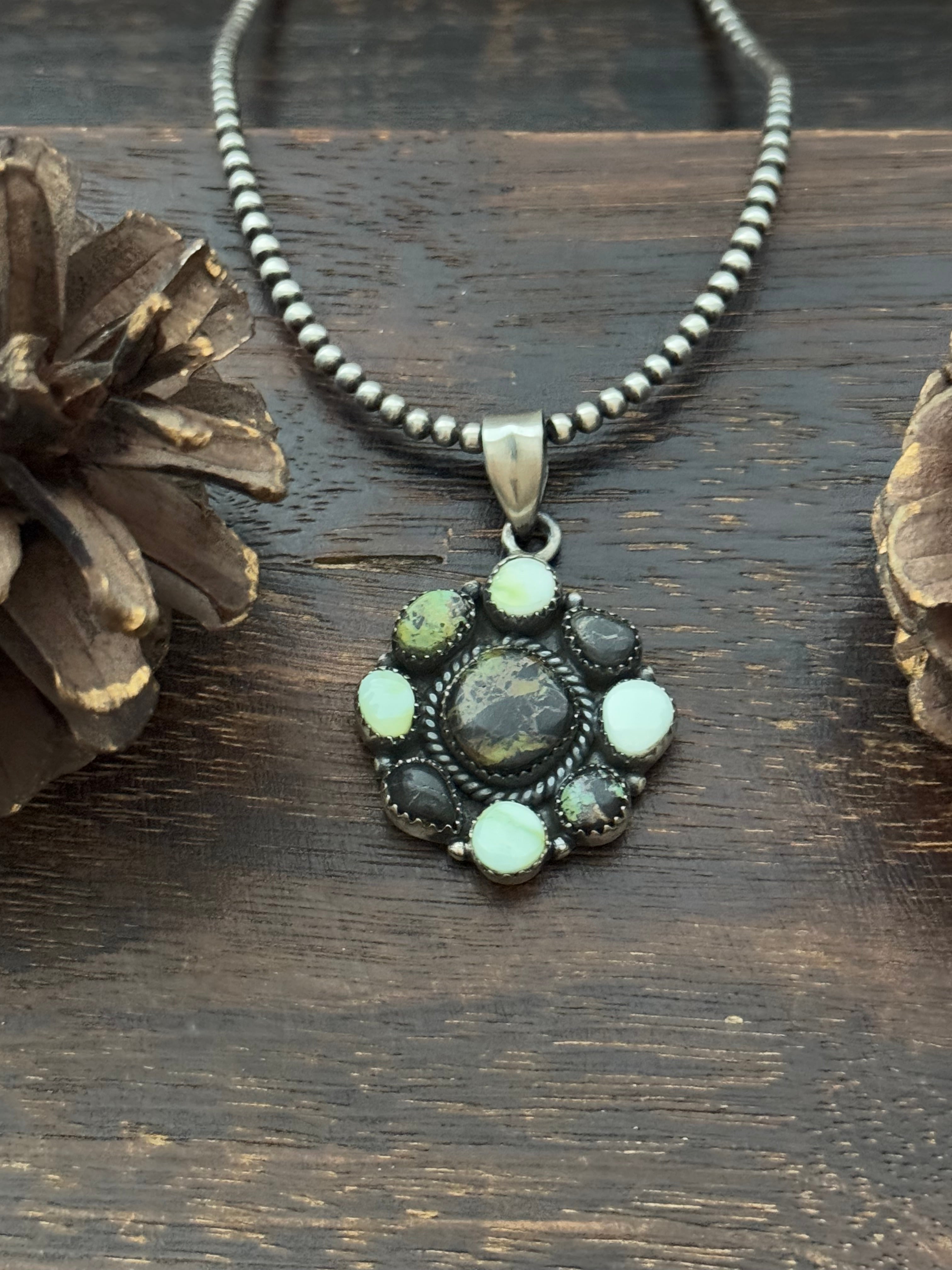 Southwest Multi Stone & Sterling Silver Pendant