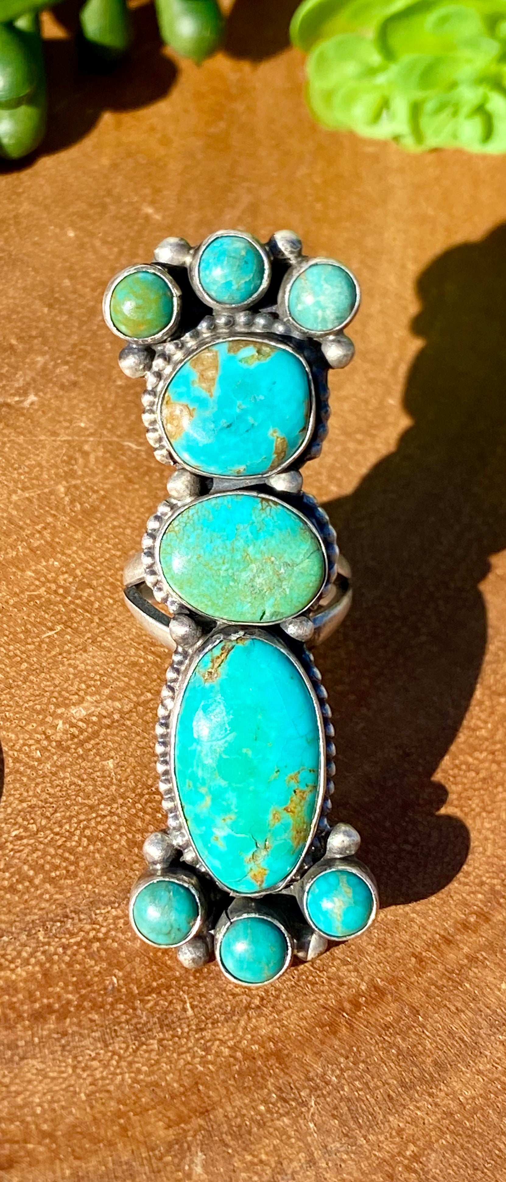 Sheila Becenti Navajo Kingman Turquoise & Sterling Silver Size 7.75