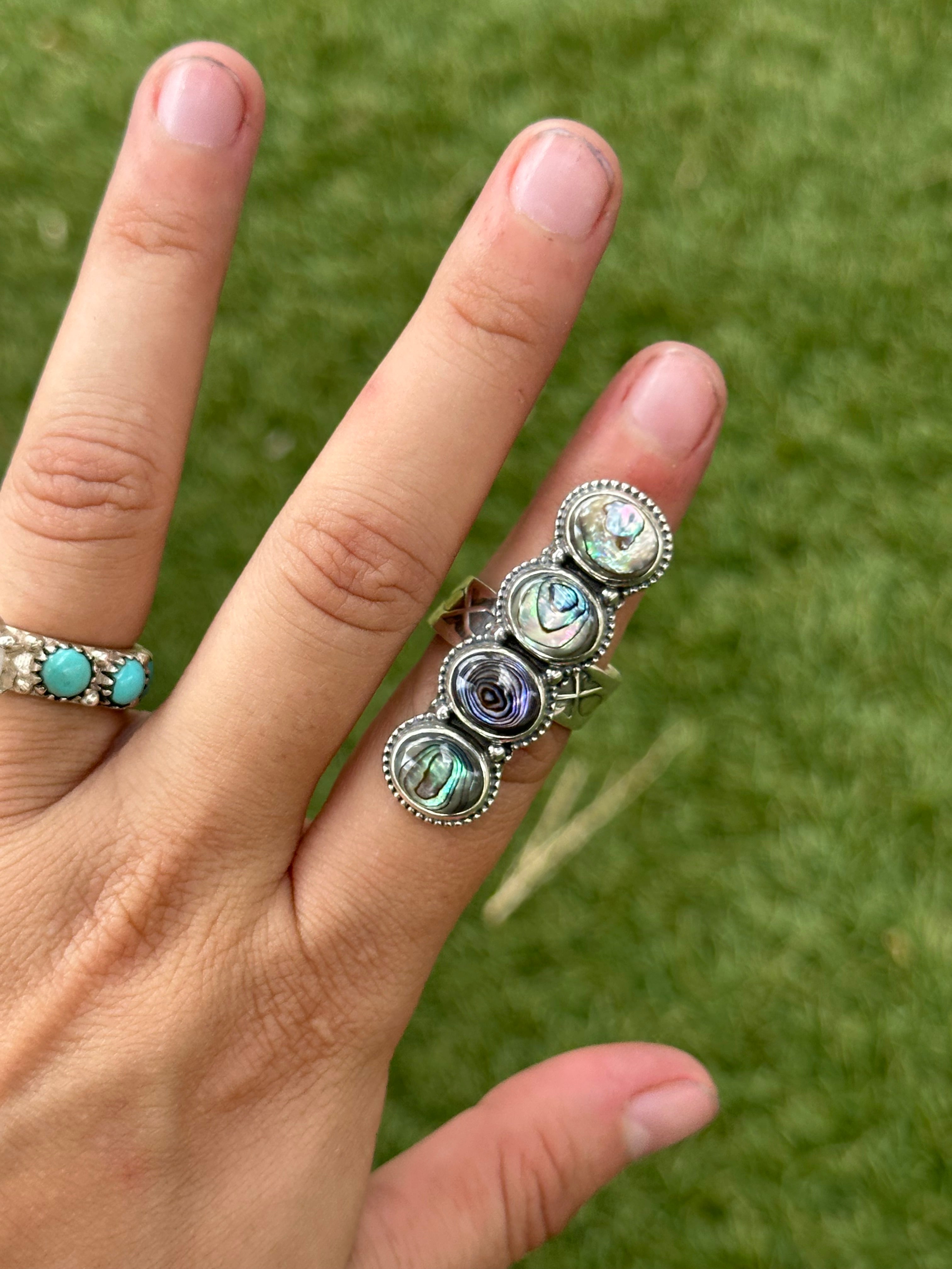 Navajo Made Abalone & Sterling Silver Adjustable Ring