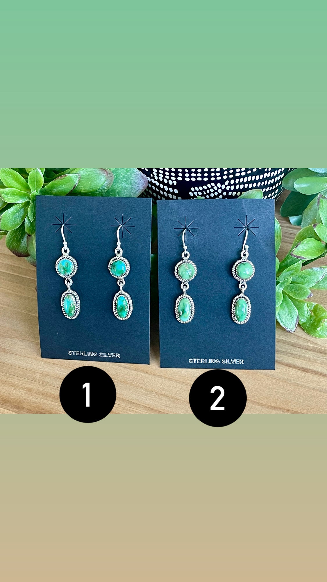 Southwest Handmade Sonoran Mountain Turquoise & Sterling Silver Post Dangle Earrings