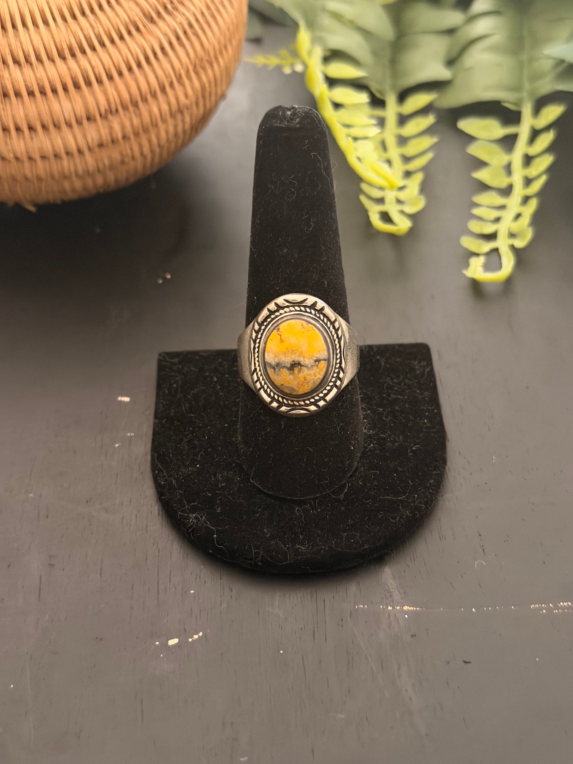 Navajo Made BB Agate & Sterling Silver Ring Size 10
