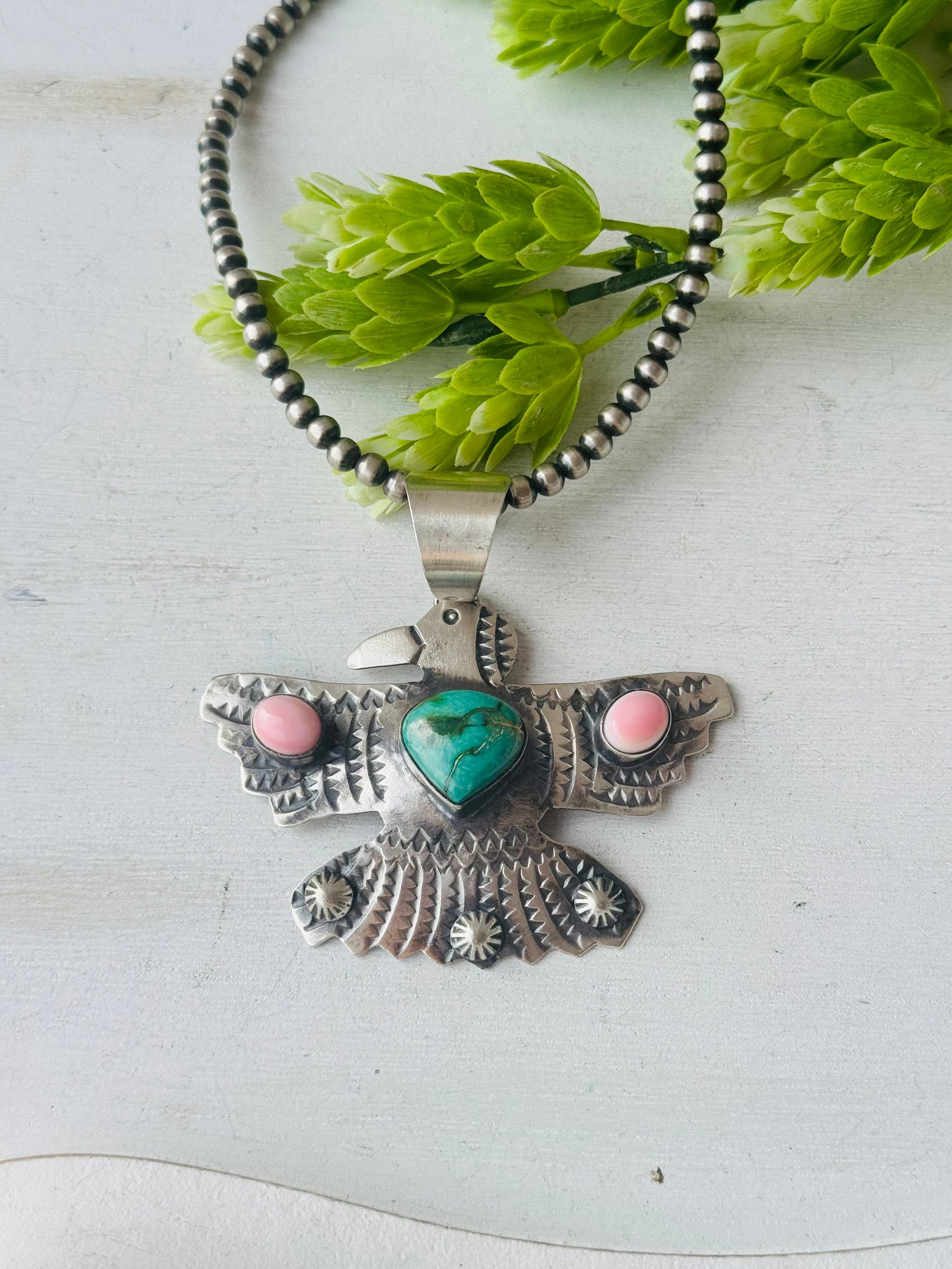 Chimney Butte Multi Stone & Sterling Silver Thunderbird Pendant