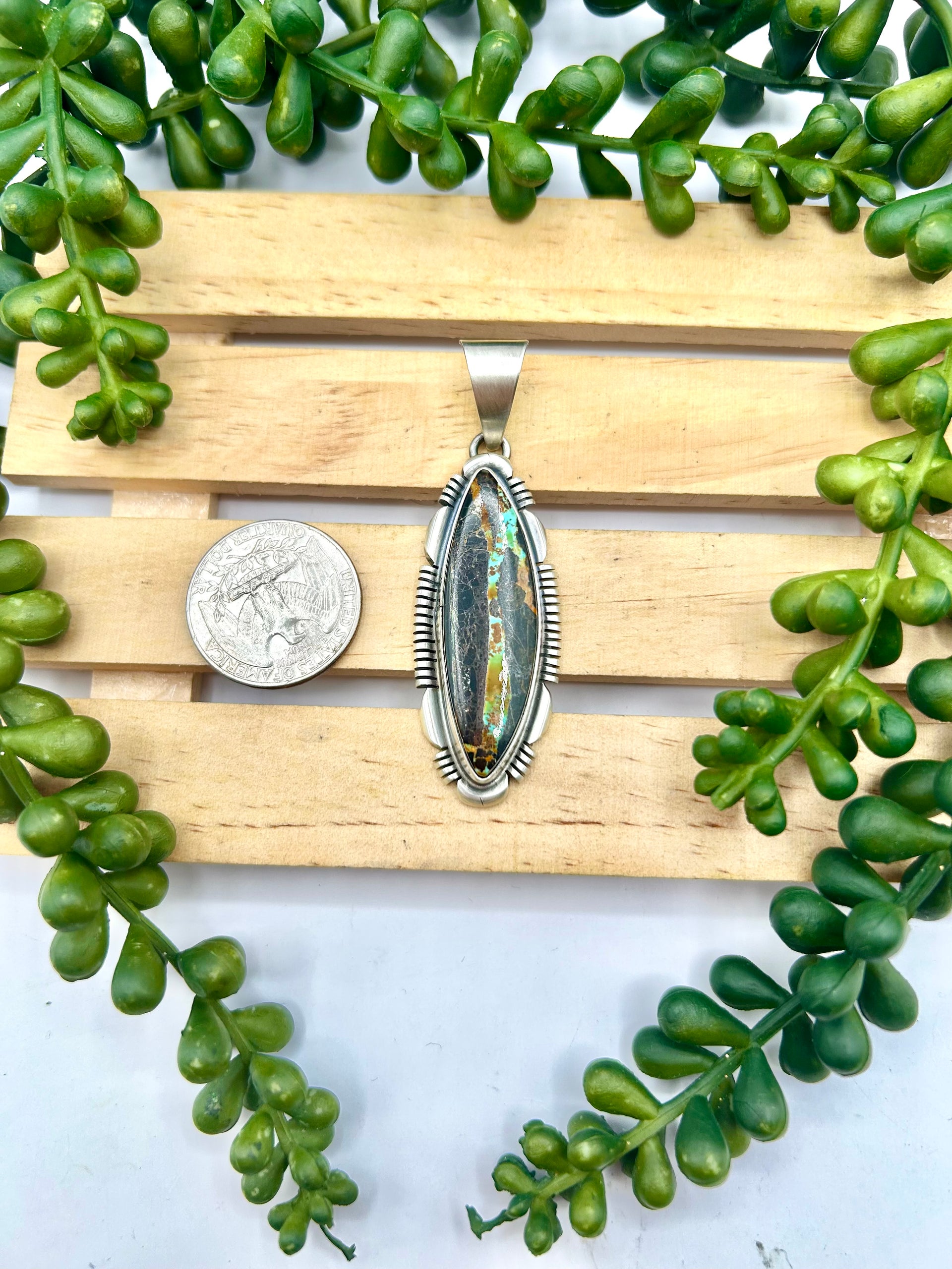 Rick Tolino Black Jack Turquoise & Sterling Silver Pendant
