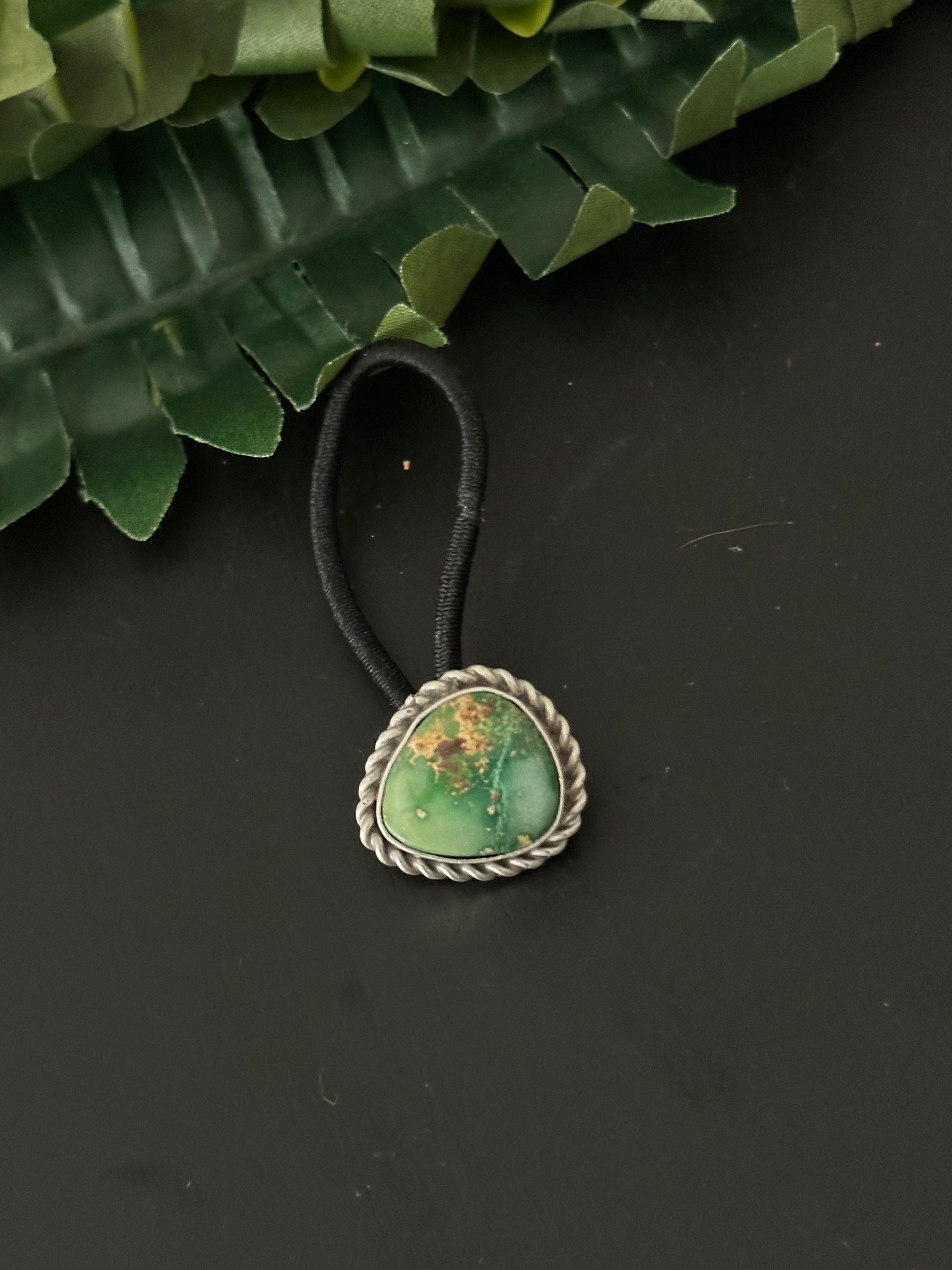 Navajo Made Royston Turquoise & Sterling Silver Ponytail Holder