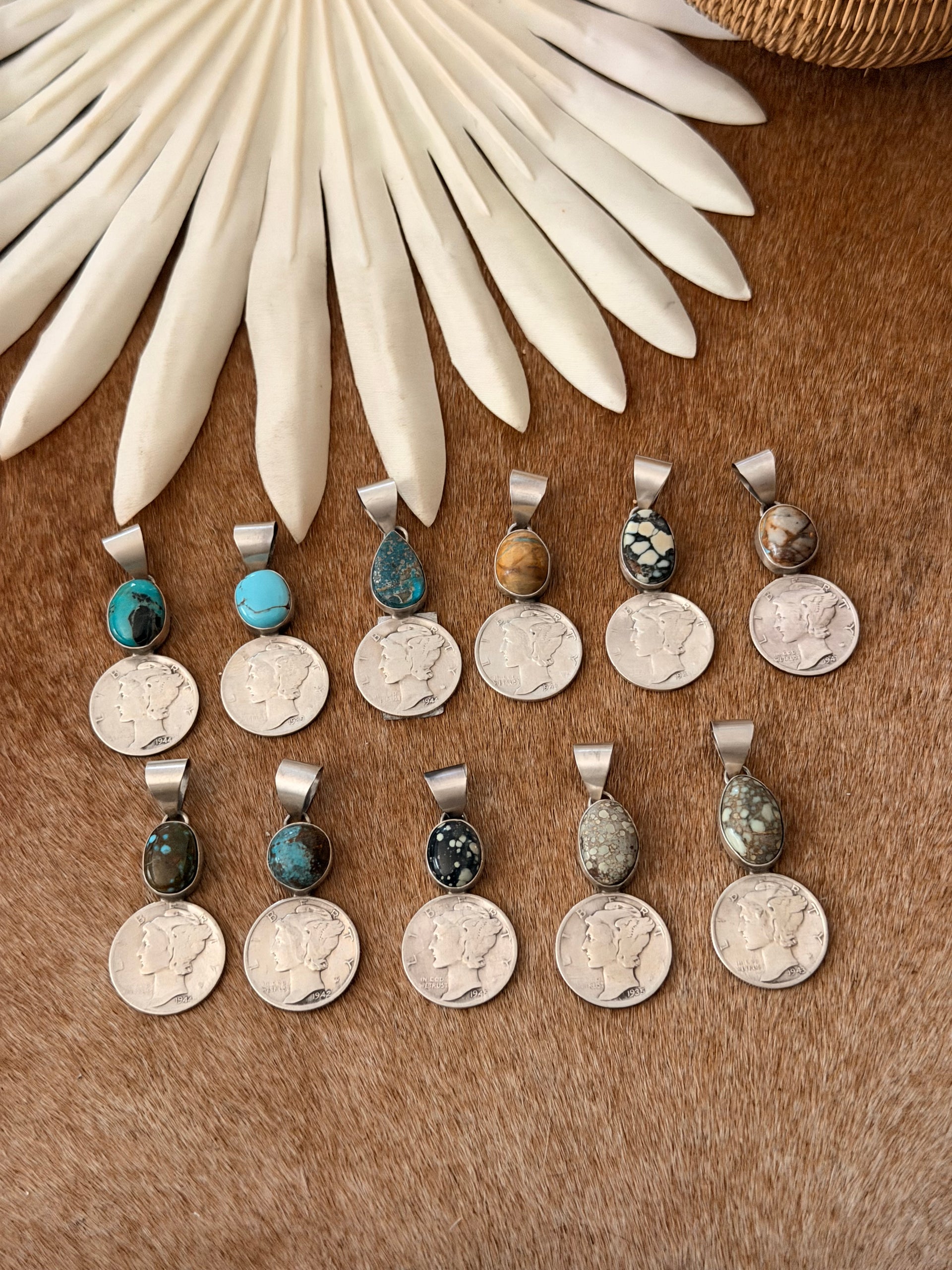 Navajo Made Sterling Silver Liberty Dime Pendant