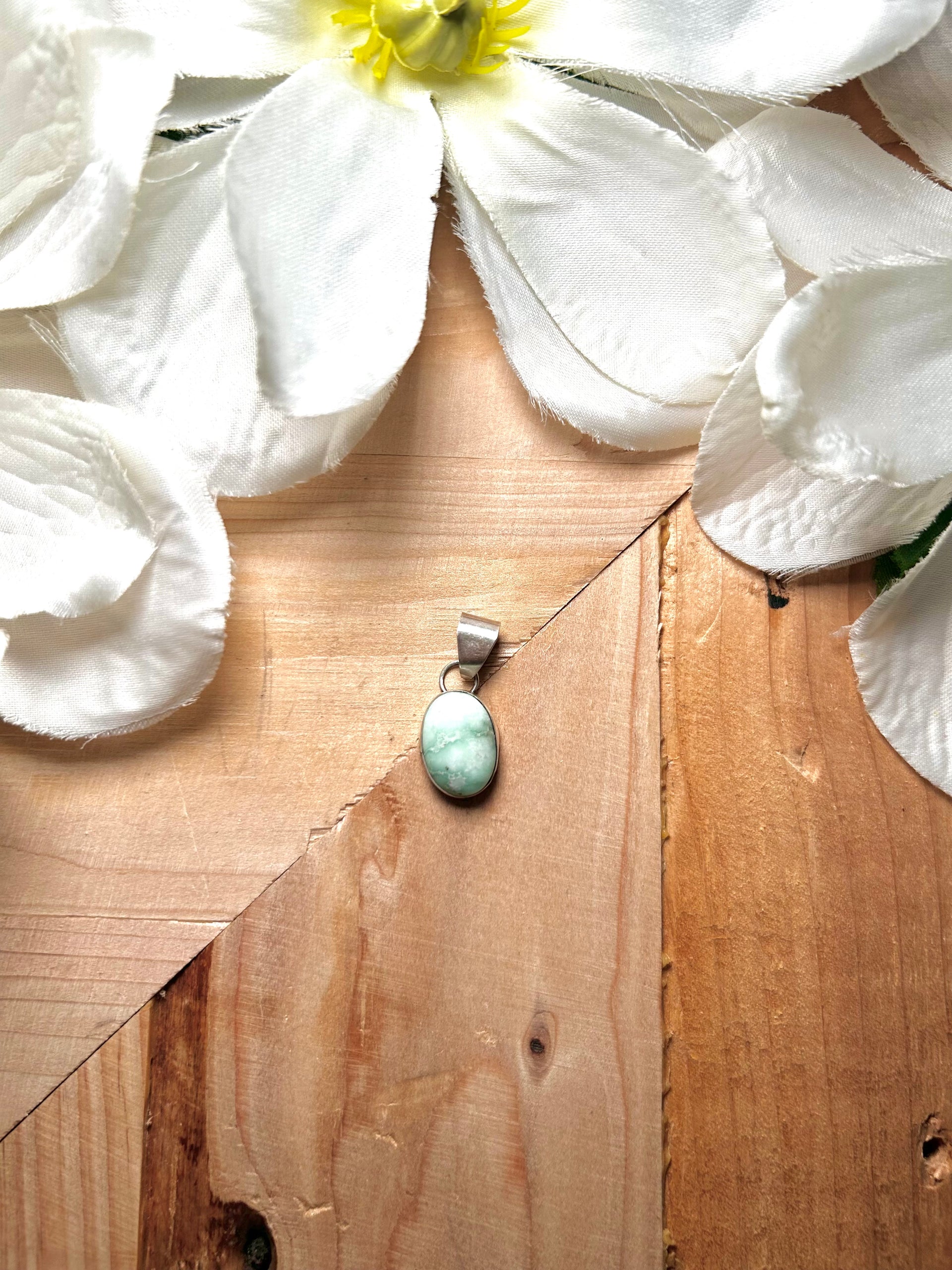 Navajo Made Palomino Variscite & Sterling Silver Pendant