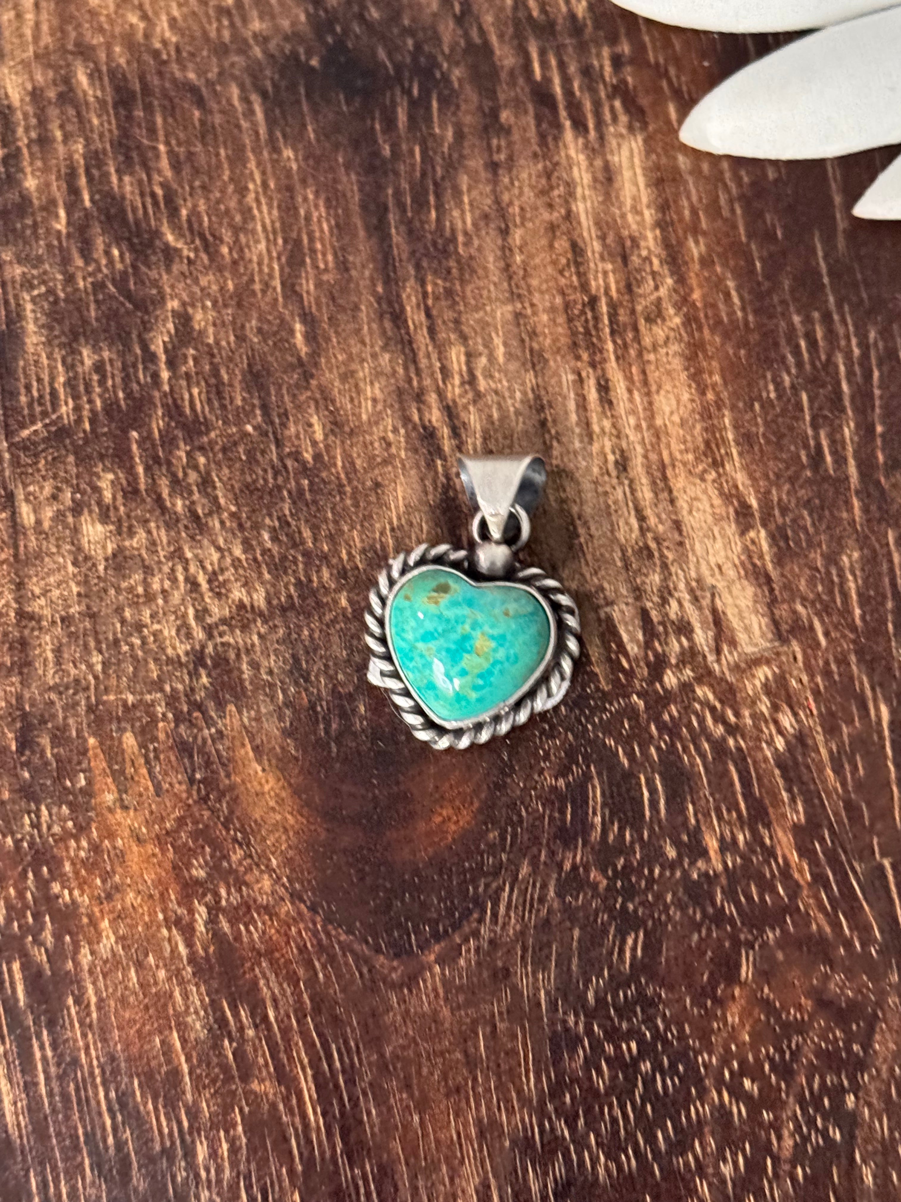 Judith Dixon Kingman Turquoise & Sterling Silver Heart Pendant