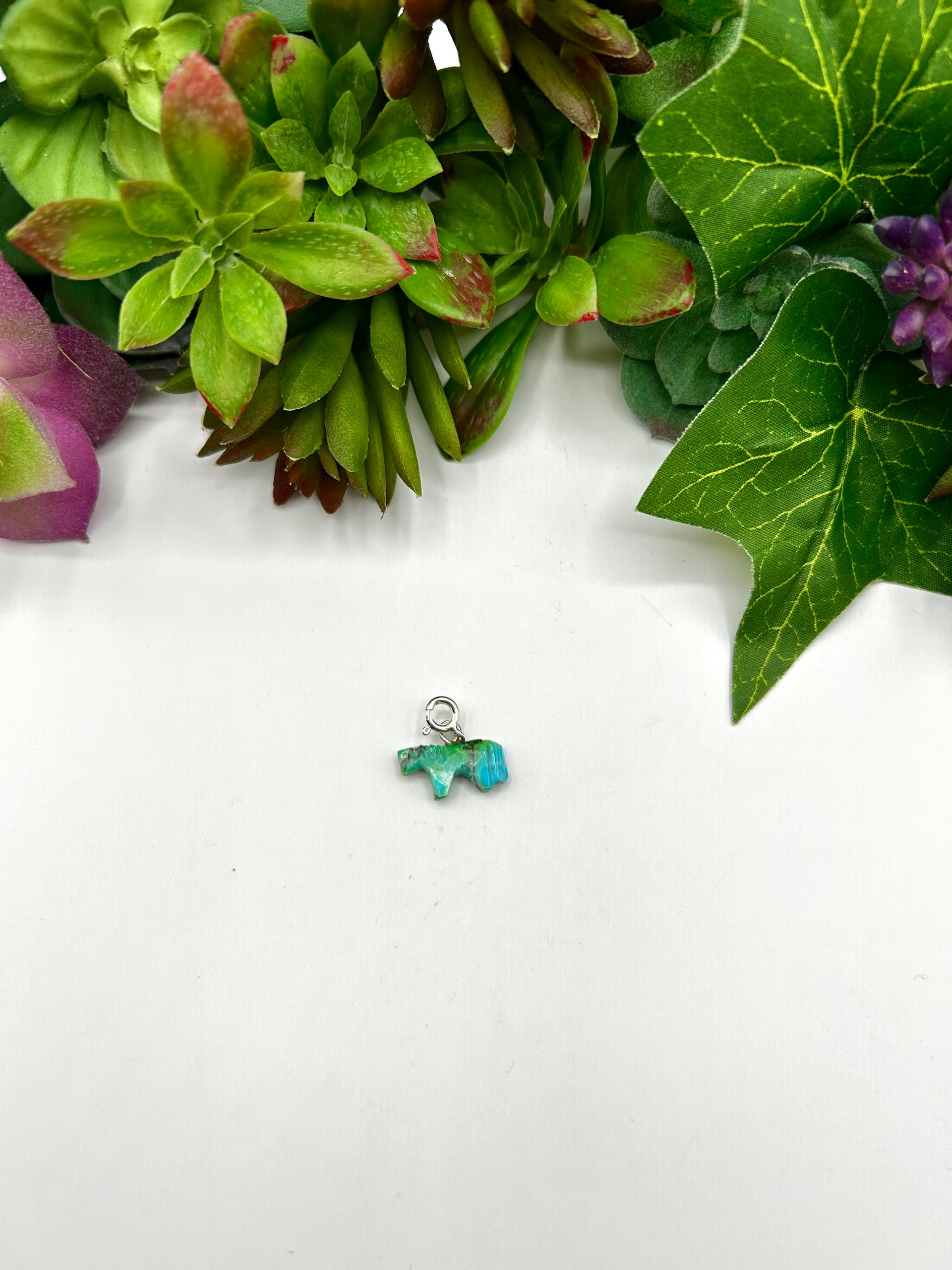 Navajo Made Mohave Turquoise & Sterling Silver Charms