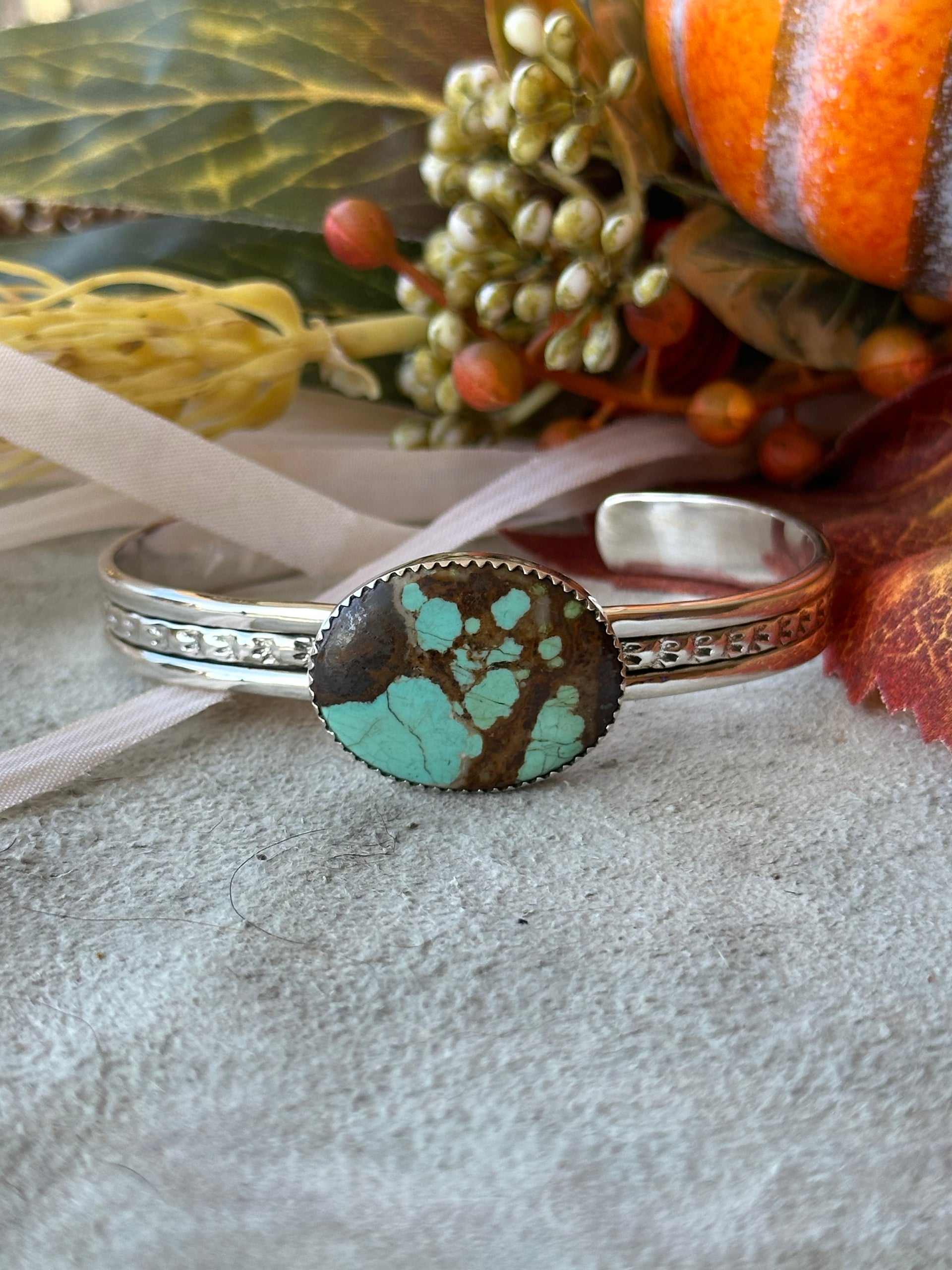 Southwest Made #8 Turquoise & Sterling Silver Cuff Bracelet