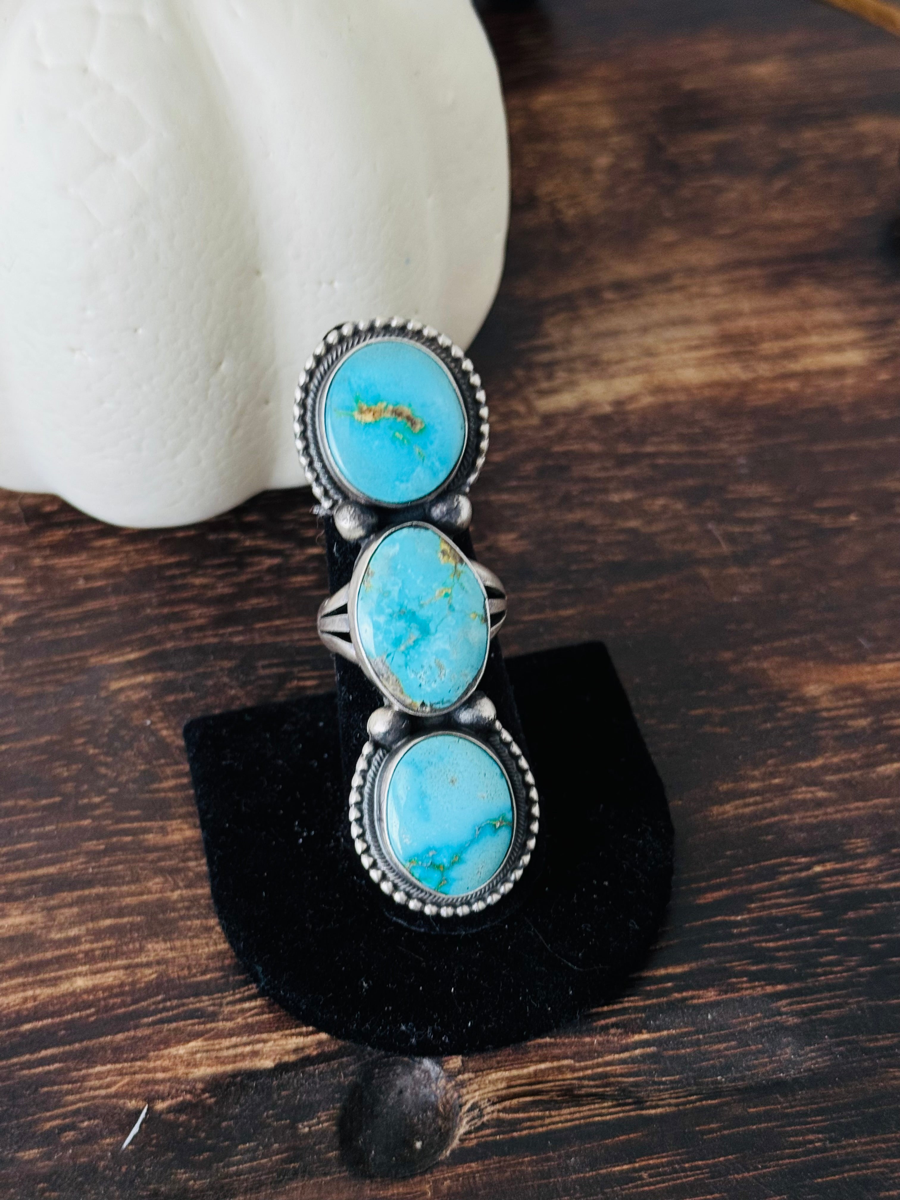 Paul Livingston Sonoran Mountain Turquoise & Sterling Silver Ring Size 7.75