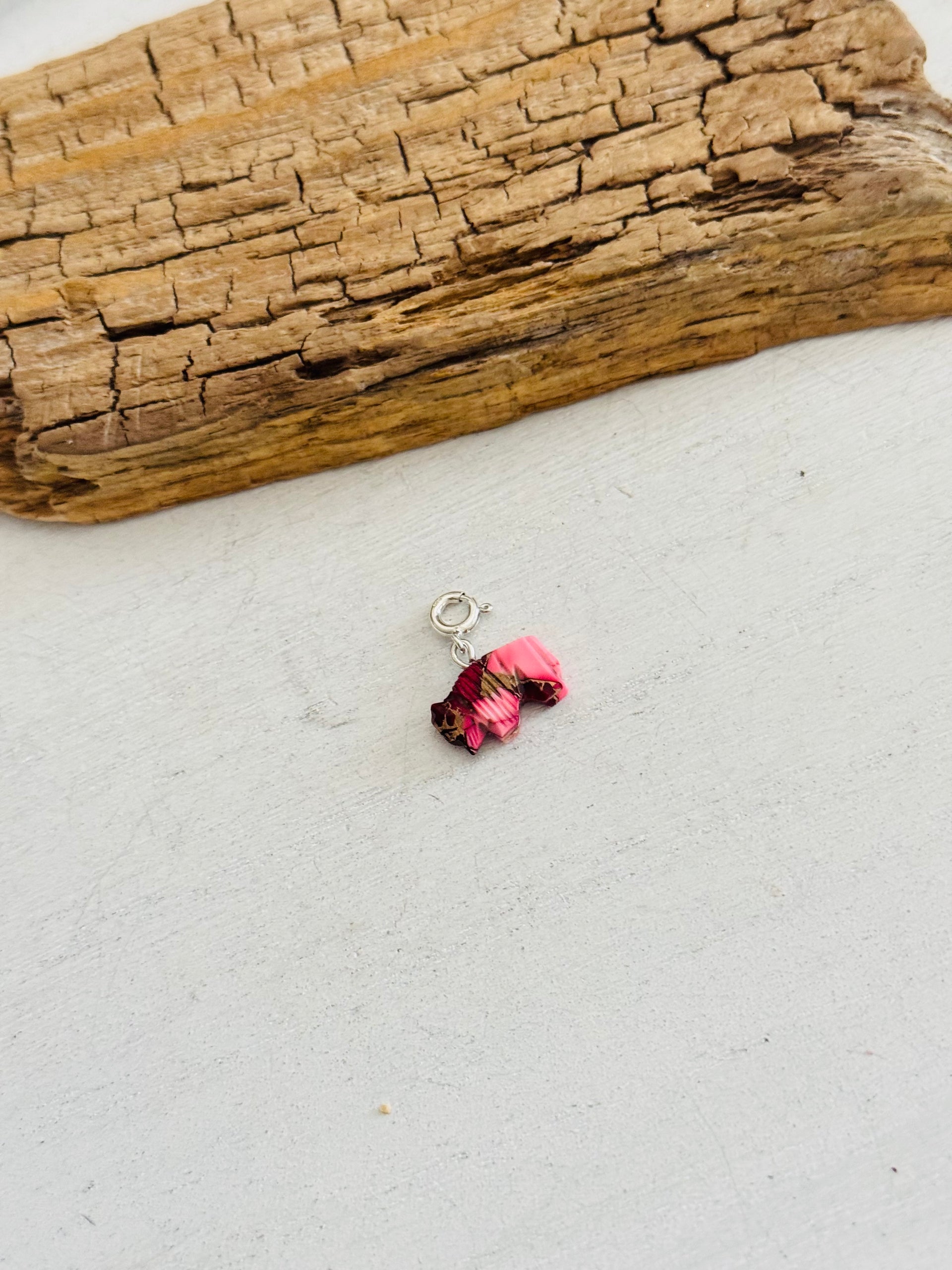 Navajo Made Rose Dahlia & Sterling Silver Buffalo Charms