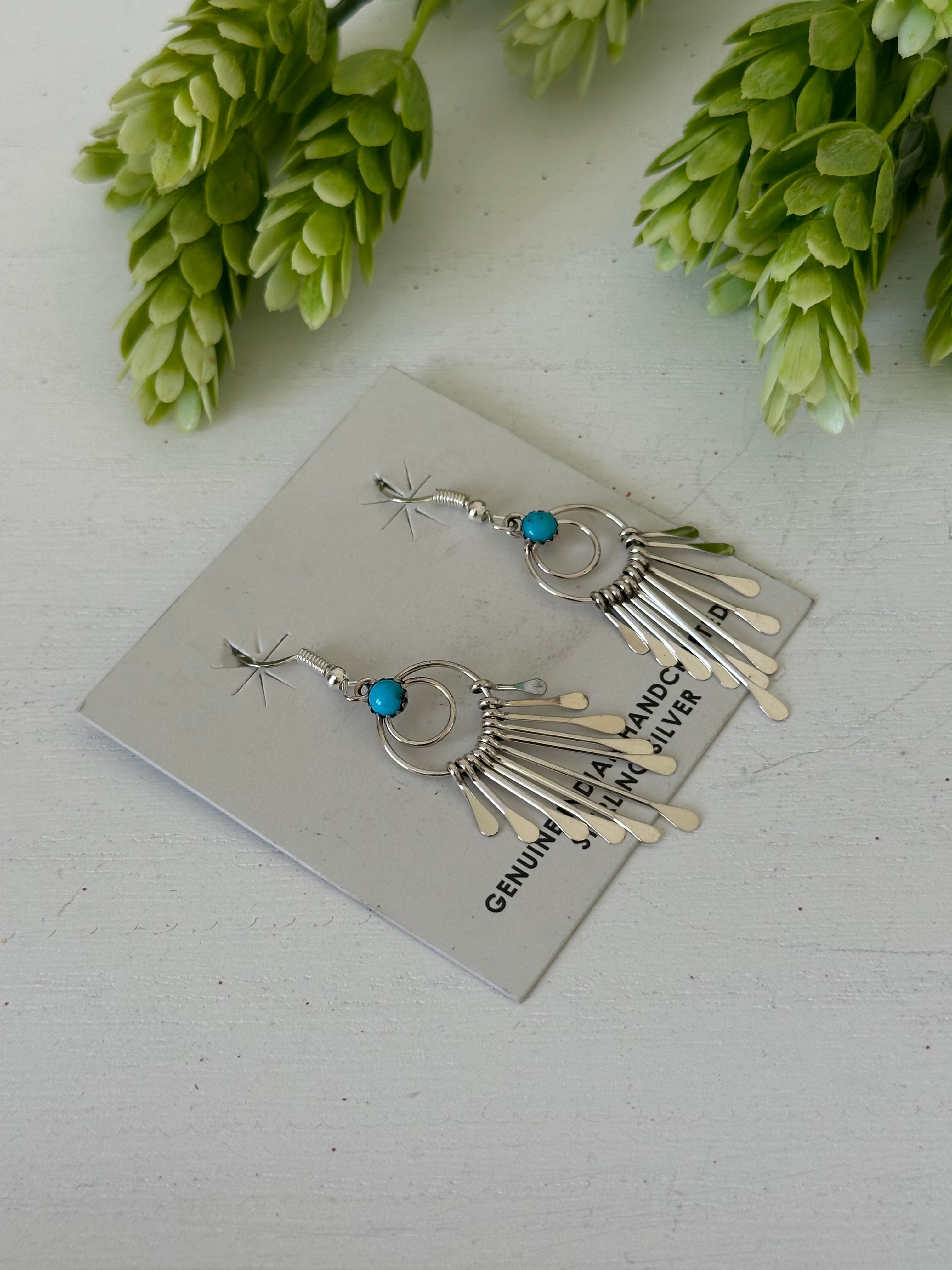 Pam Armstrong Kingman Turquoise & Sterling Silver Dangle Earrings