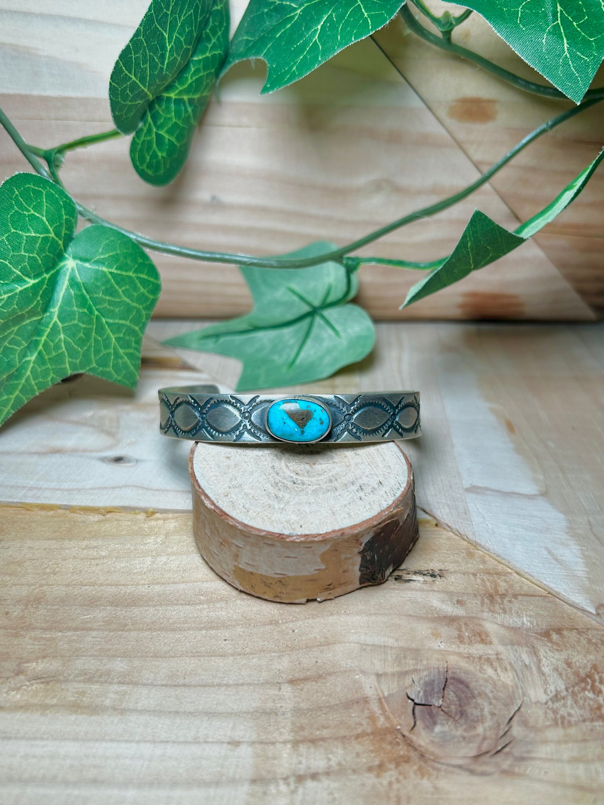 Navajo Made Kingman Turquoise & Sterling Silver Cuff Bracelet