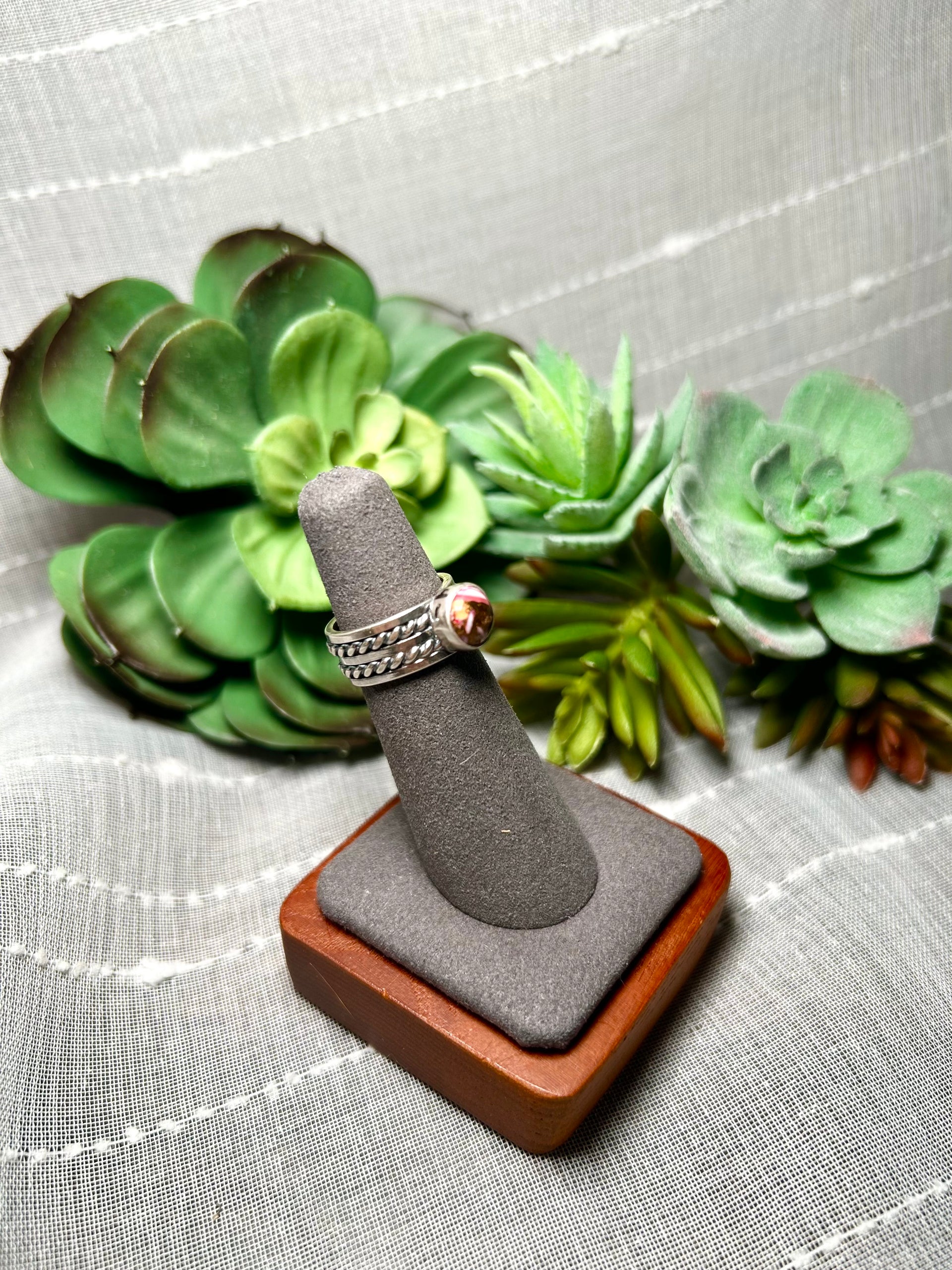 Navajo Made Mohave Turquoise & Sterling Silver Ring Size 4.75