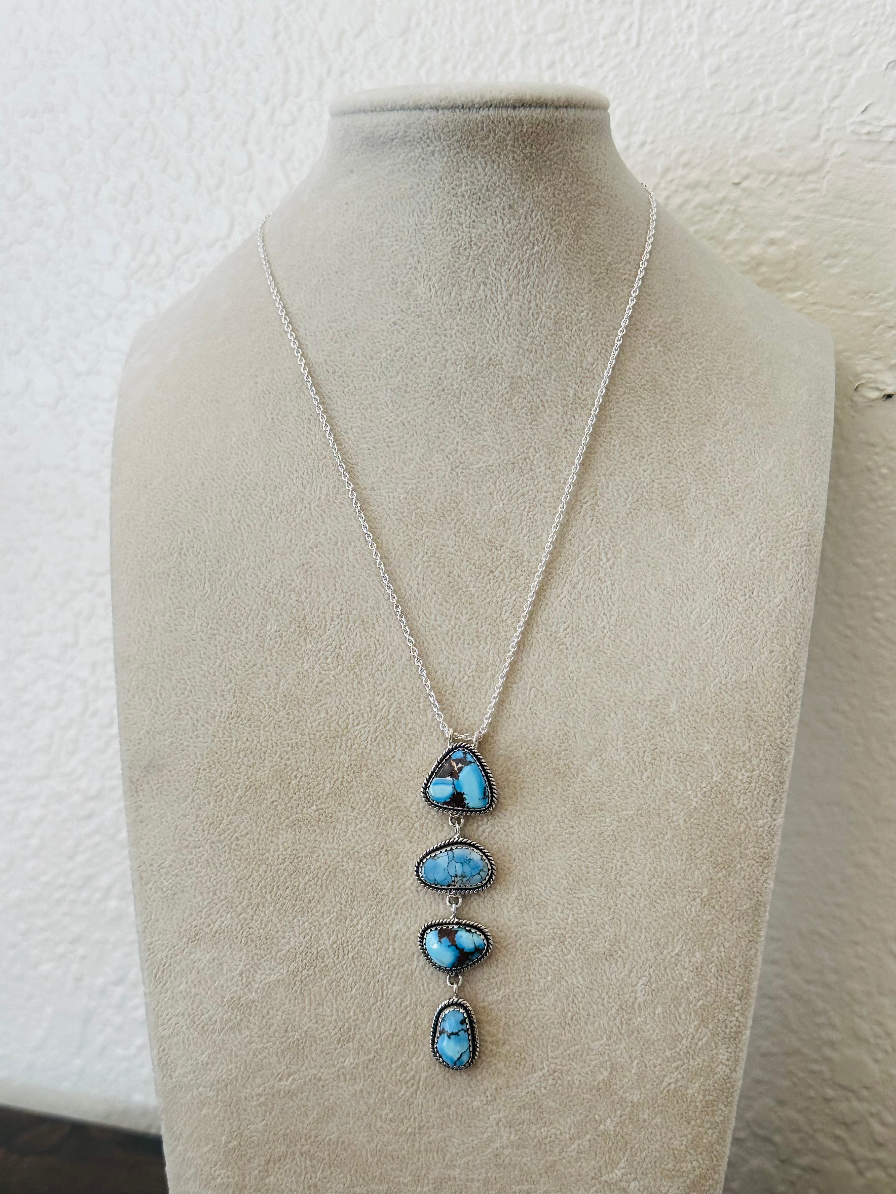 Southwest Handmade Golden Hills Turquoise & Sterling Silver Necklace