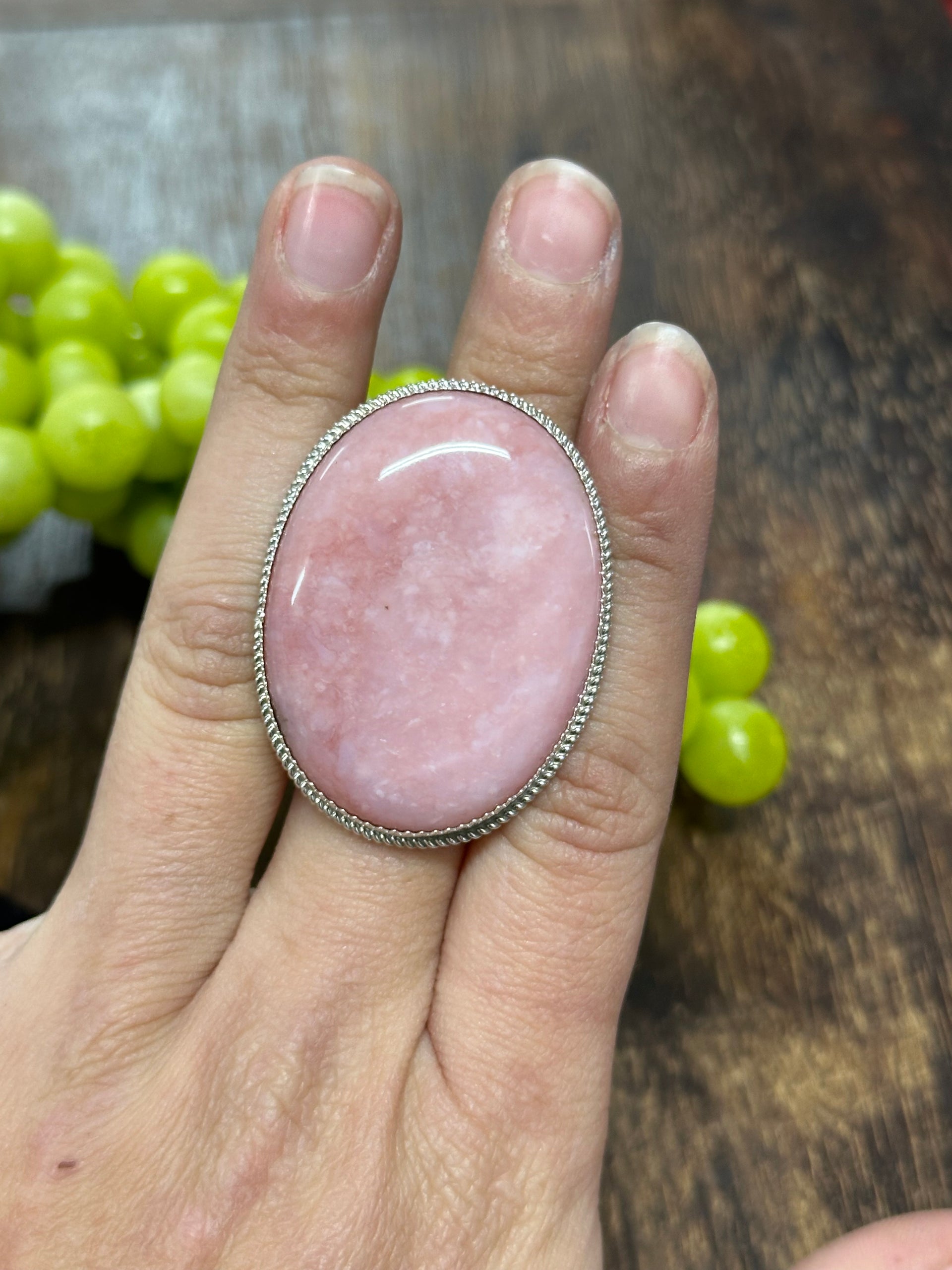 Reda Galvan Pink Peruvian Opal & Sterling Silver Ring Size 8.25