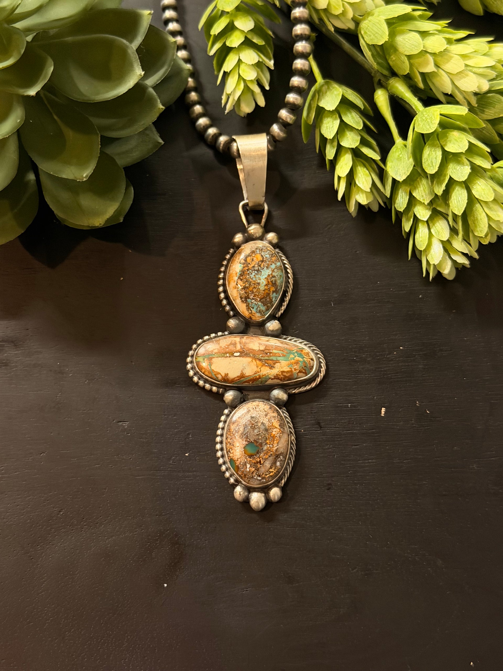 Travis Jim Royston Turquoise & Sterling Silver Cluster Pendant