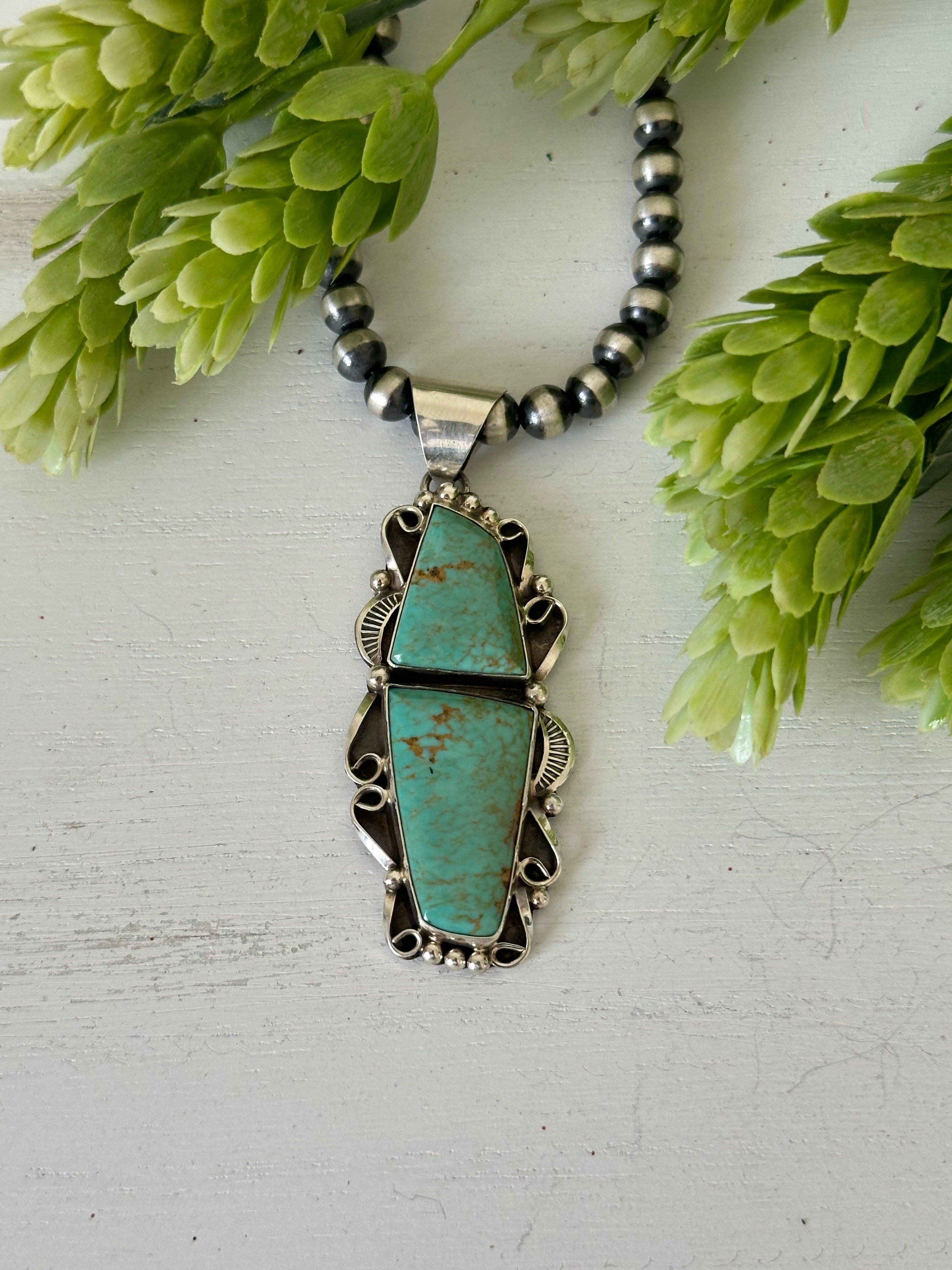 Bernita Begay Kingman Turquoise & Sterling Silver Pendant