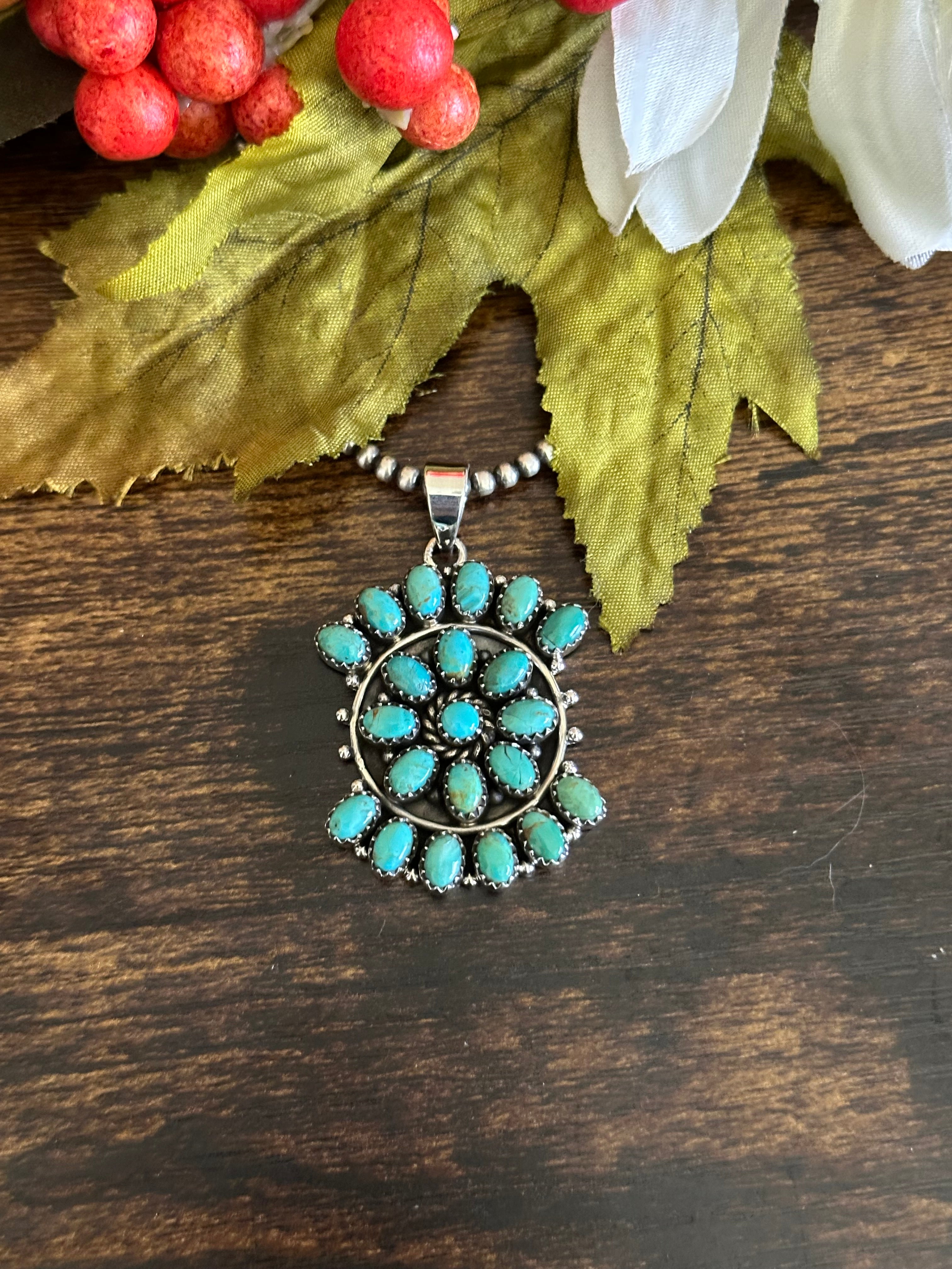 Southwest Handmade Kingman Turquoise & Sterling Silver Pendant