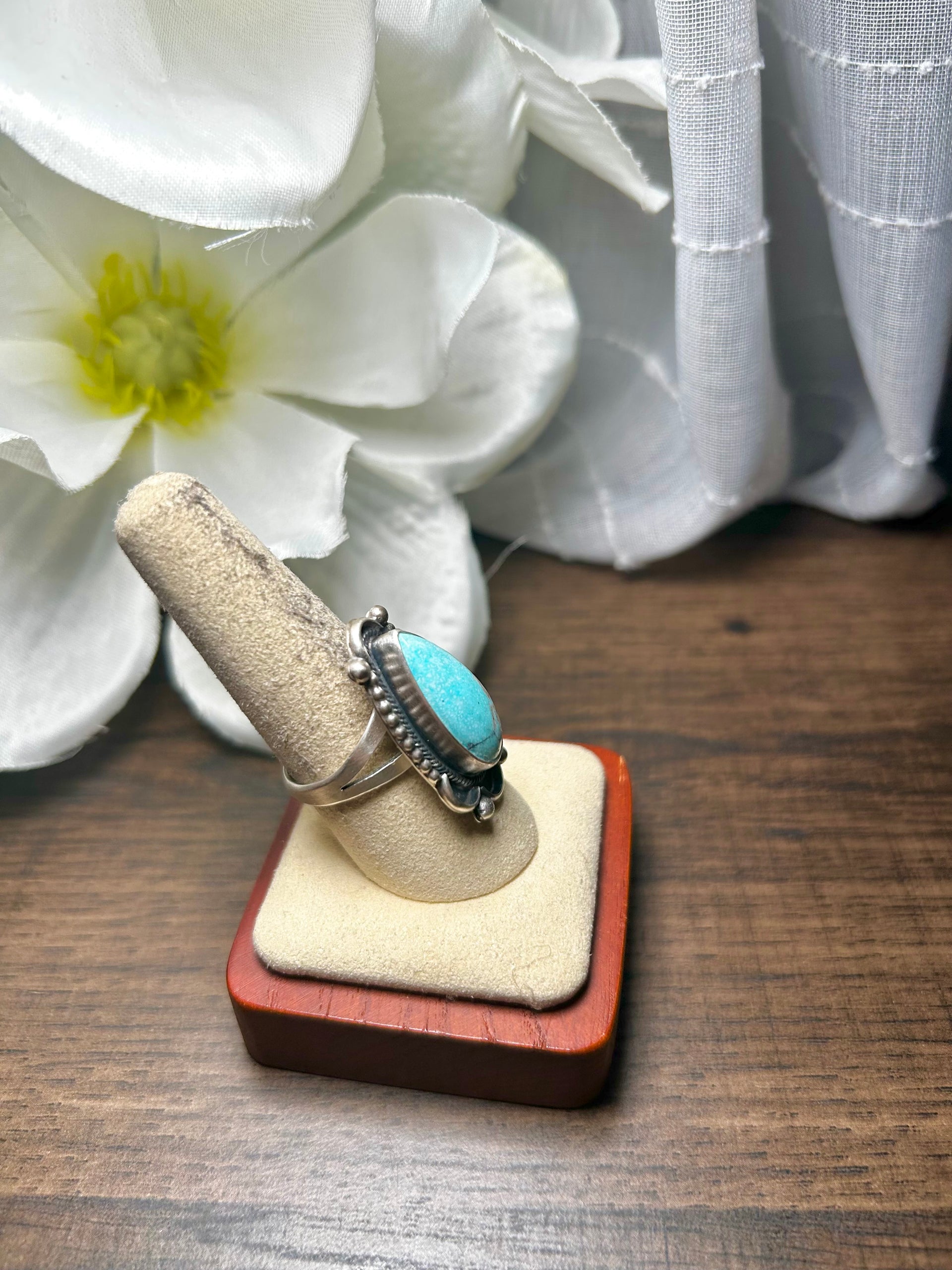 Kobe Martinez White Water Turquoise & Sterling Silver Adjustable Ring