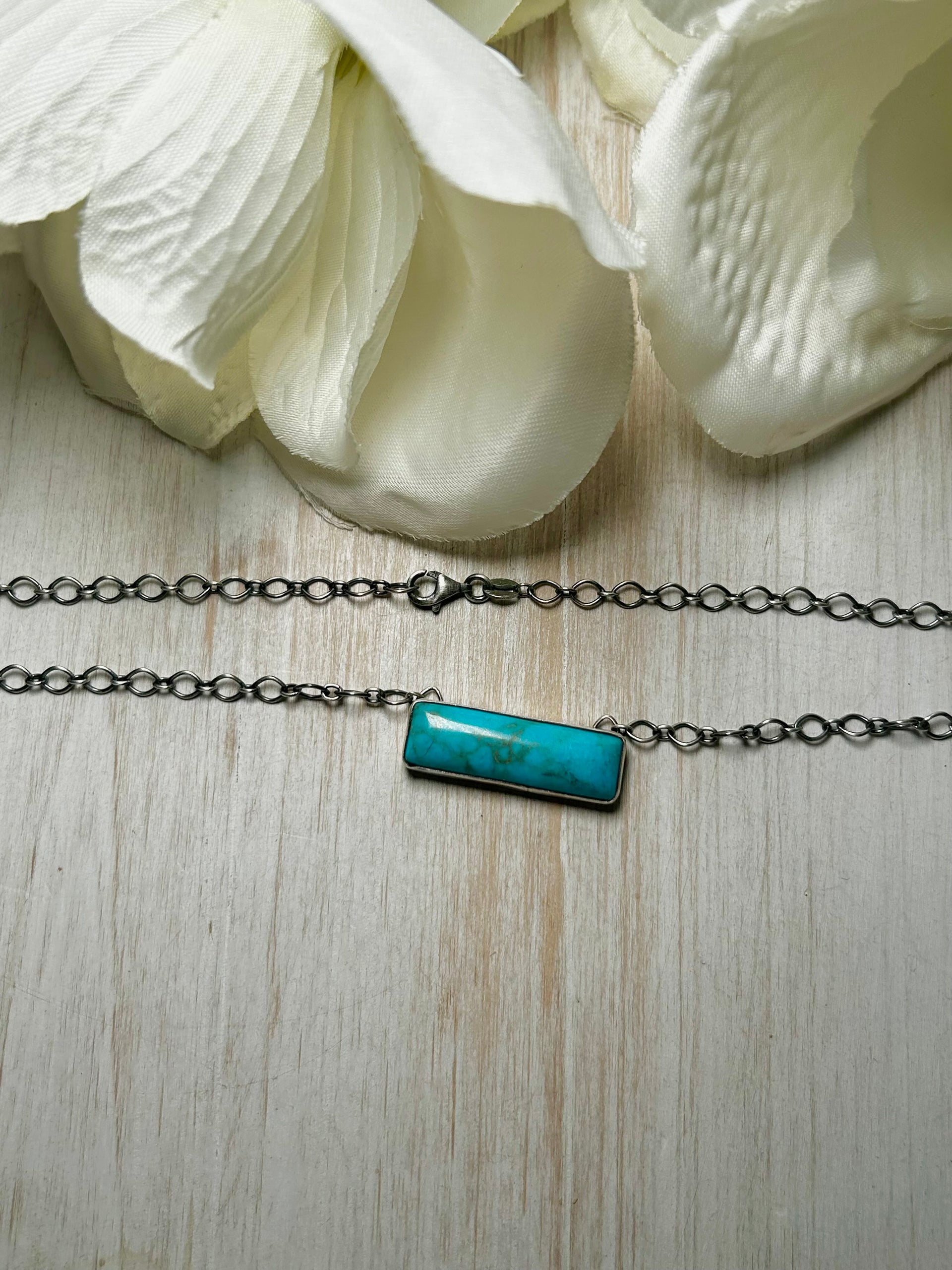 Navajo Made Kingman Turquoise & Sterling Silver Necklace