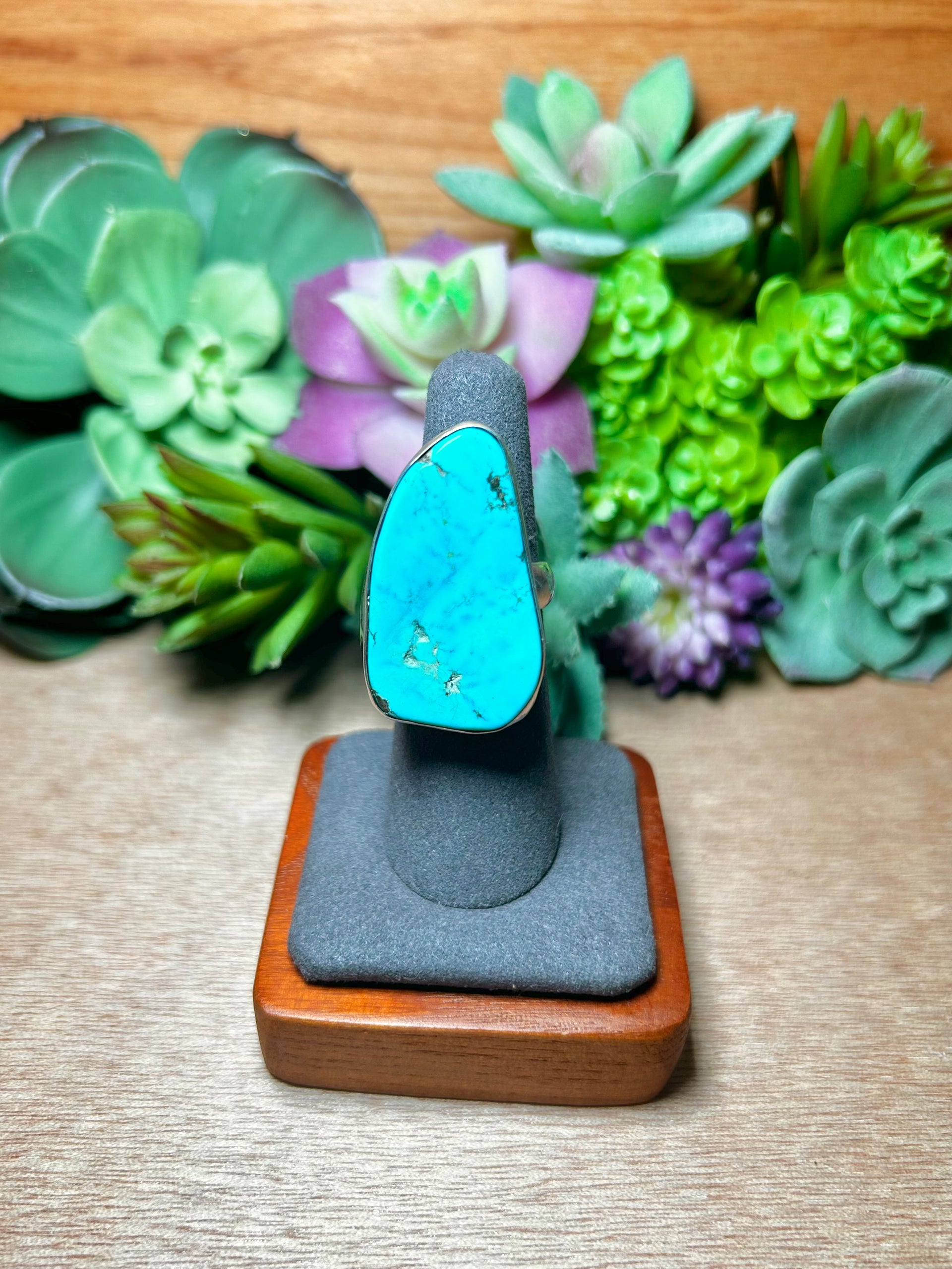 Navajo Made Kingman Turquoise & Sterling Silver Ring Size 6