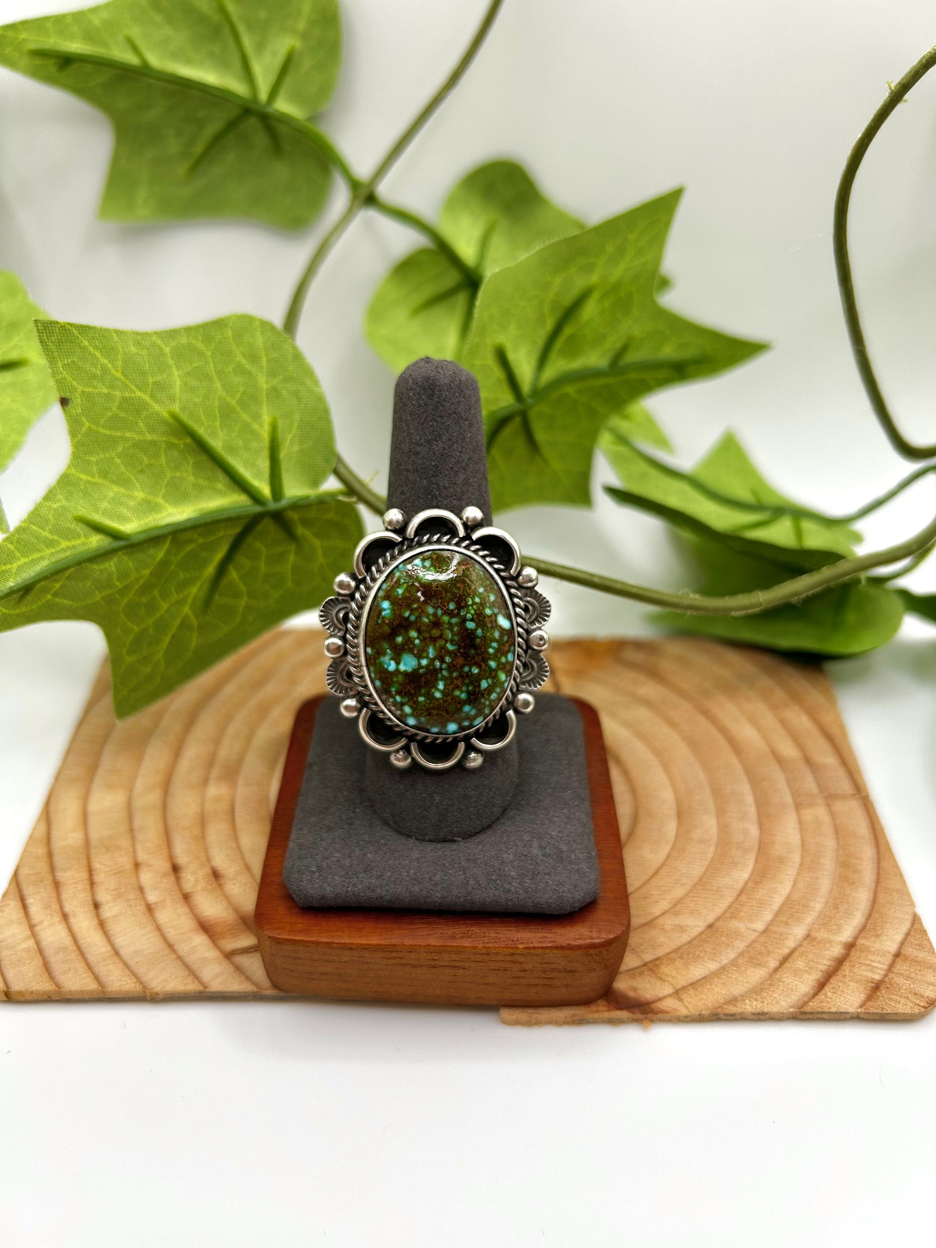 Fred Francis Highgrade Kingman Turquoise & Sterling Silver Adjustable Ring