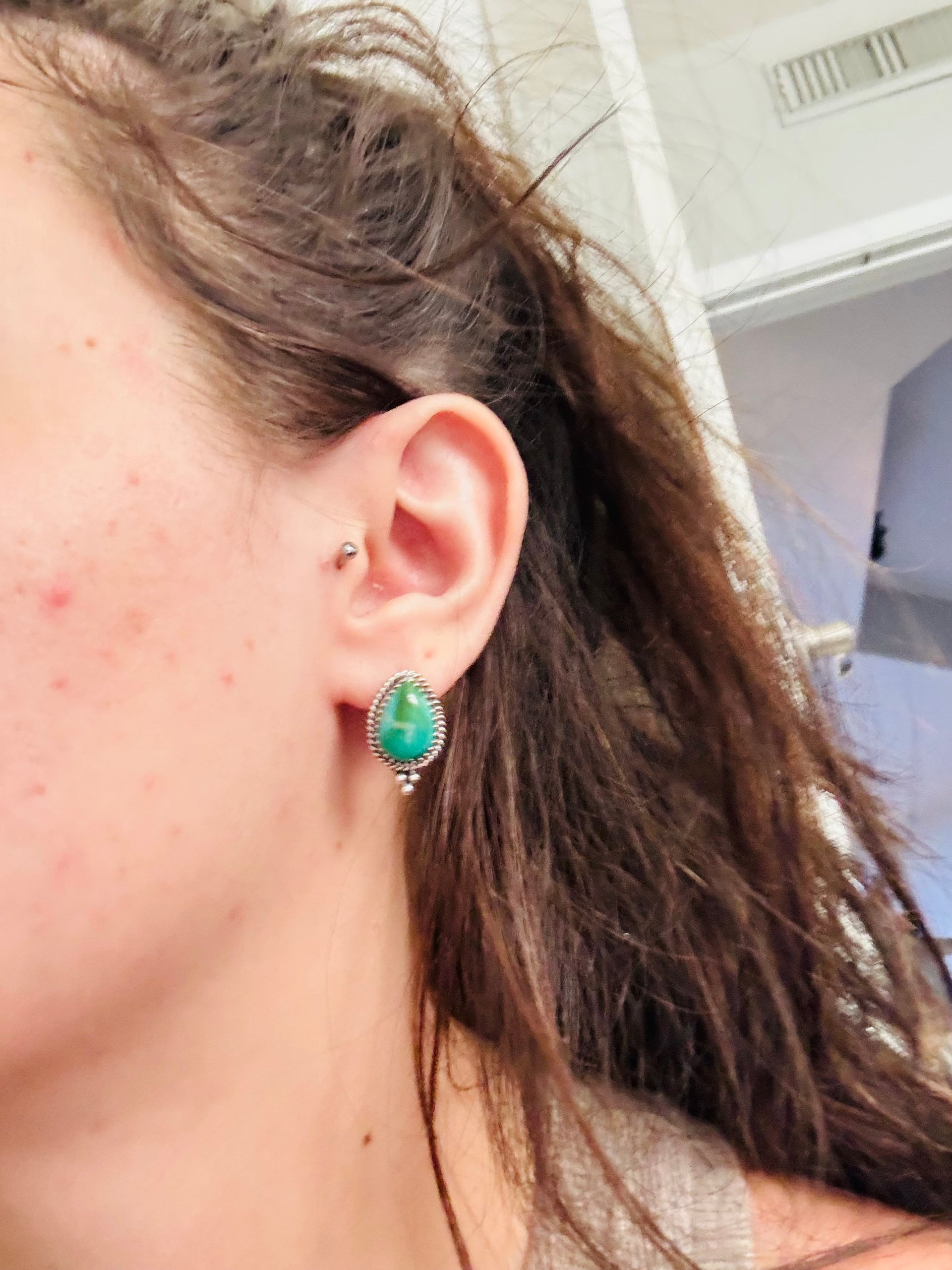 Trish Largo Kingman Turquoise & Sterling Silver Post Earrings