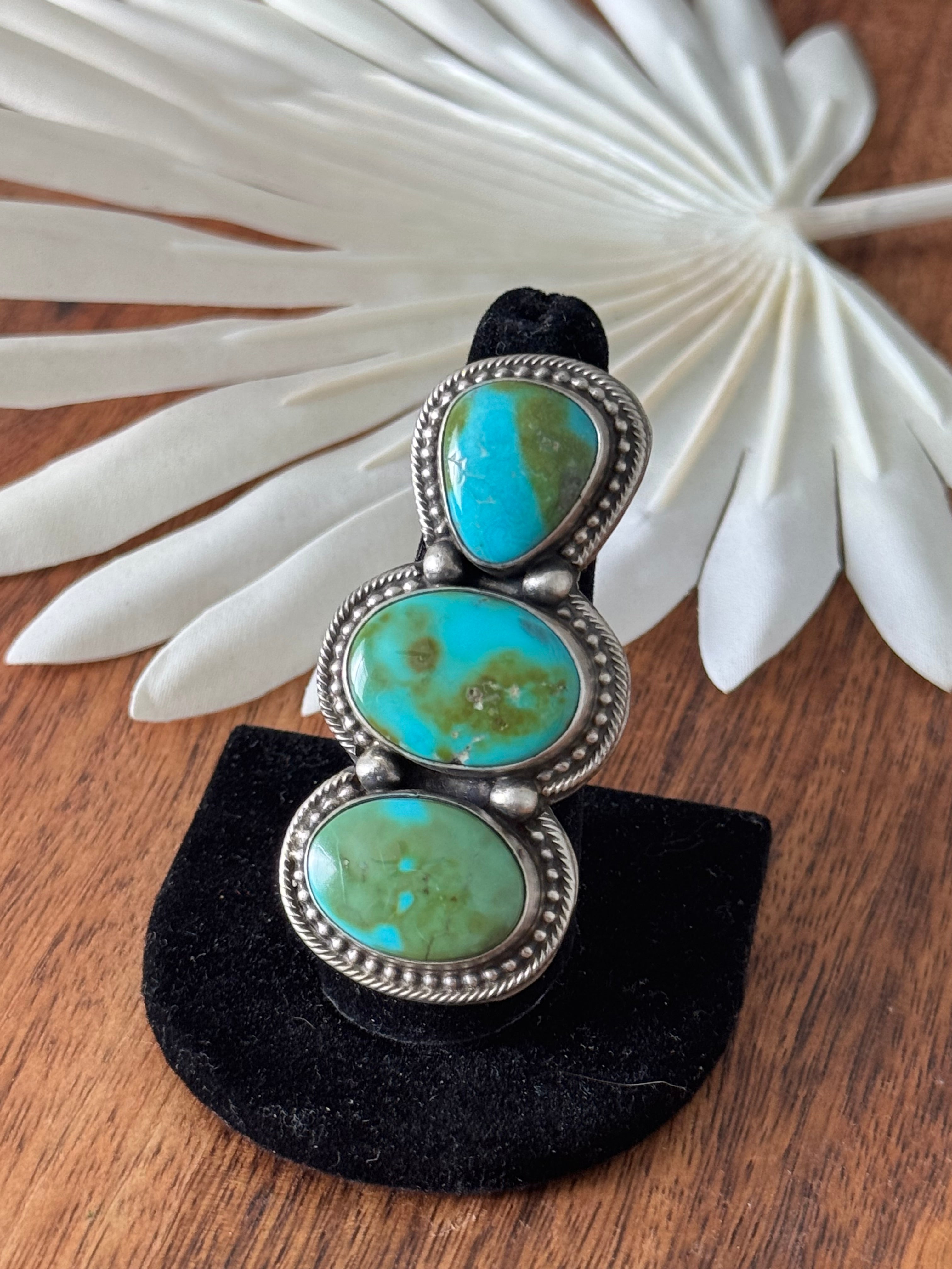 Sheila Becenti Sonoran Mountain Turquoise & Sterling Silver Ring Size 8.25