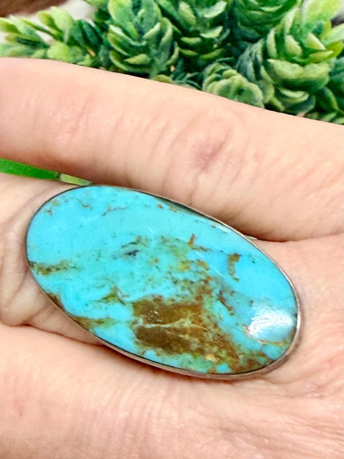 Southwest Handmade Turquoise & Sterling Silver Size 7.75