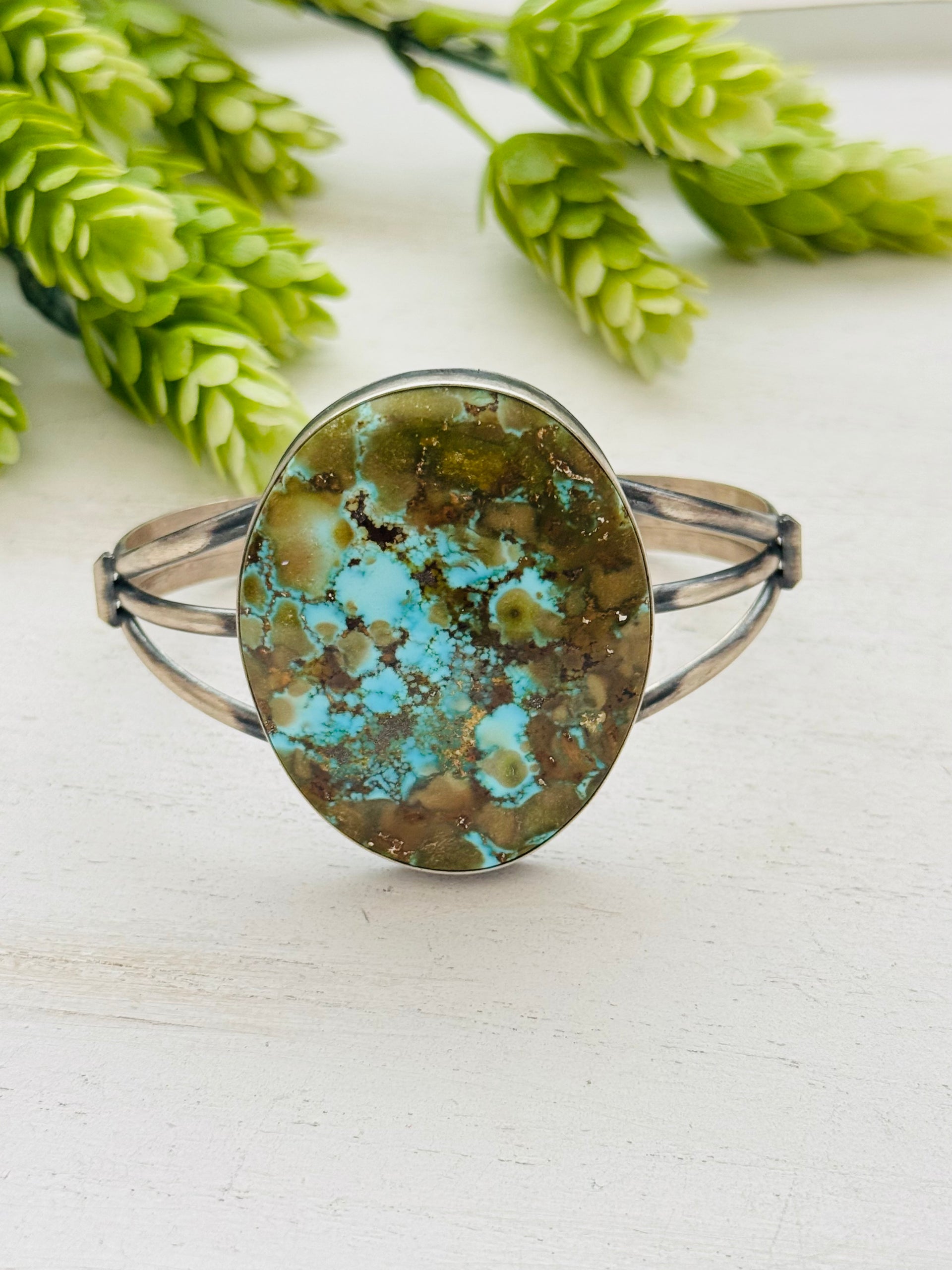 Dave Skeets Birds Eye Kingman Turquoise & Sterling Silver Cuff Bracelet