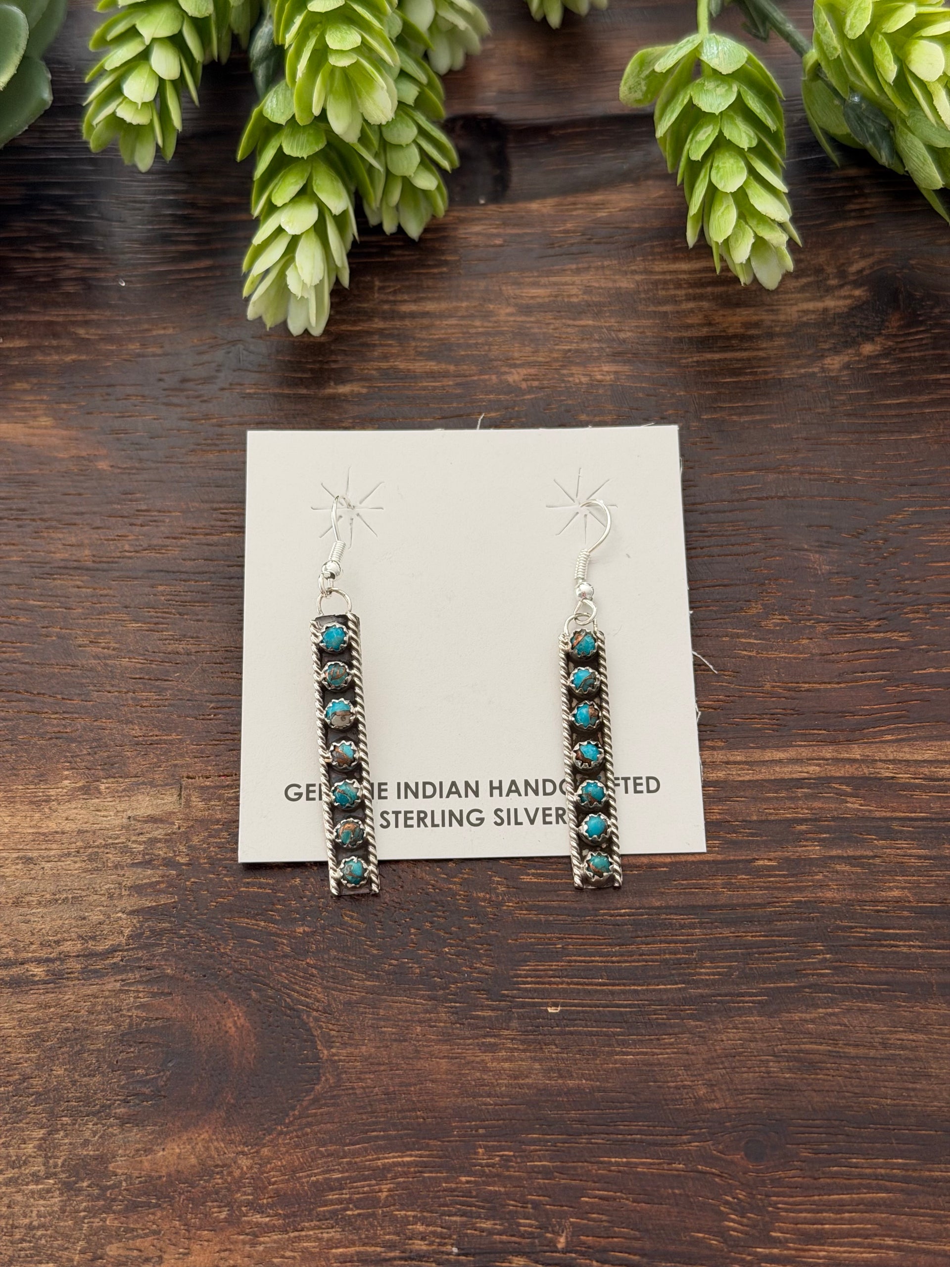 Esther White Mohave Turquoise & Sterling Silver Dangle Earrings