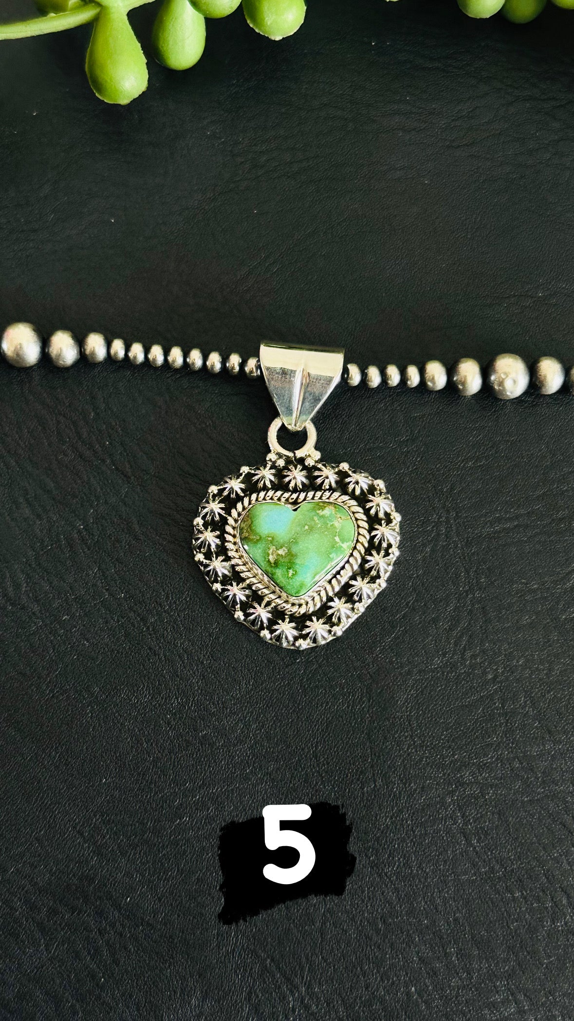 Southwest Handmade Sonoran Gold Turquoise & Sterling Silver Heart Pendant